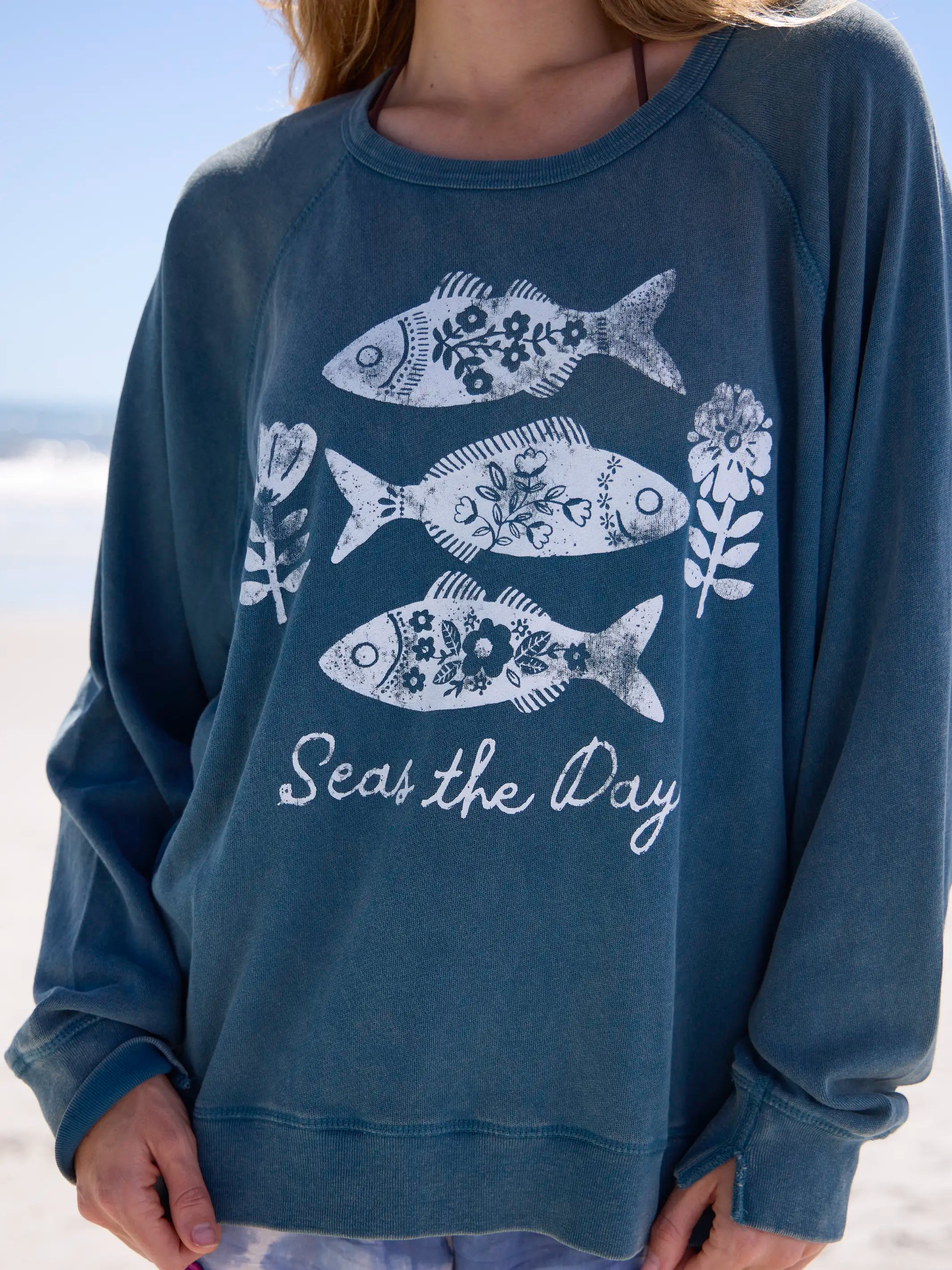Old School Cotton Sweatshirt - Seas The Day