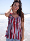 Evie Cotton Sweater Tank - Red Stripes