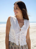 Laila Embroidered Cotton Vest Top - White