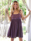 Tricia Reversible Cotton Mini Dress - Medallion Eggplant Sunburst