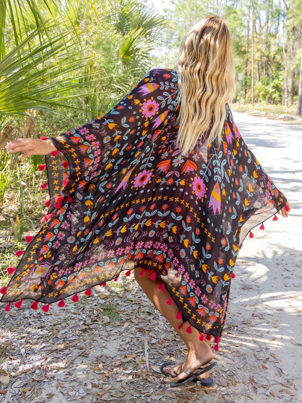 Soleil Tassel Kimono - Charcoal Mandala