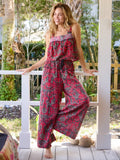 Jade Wide Leg Pants - Hourglass Vines Red