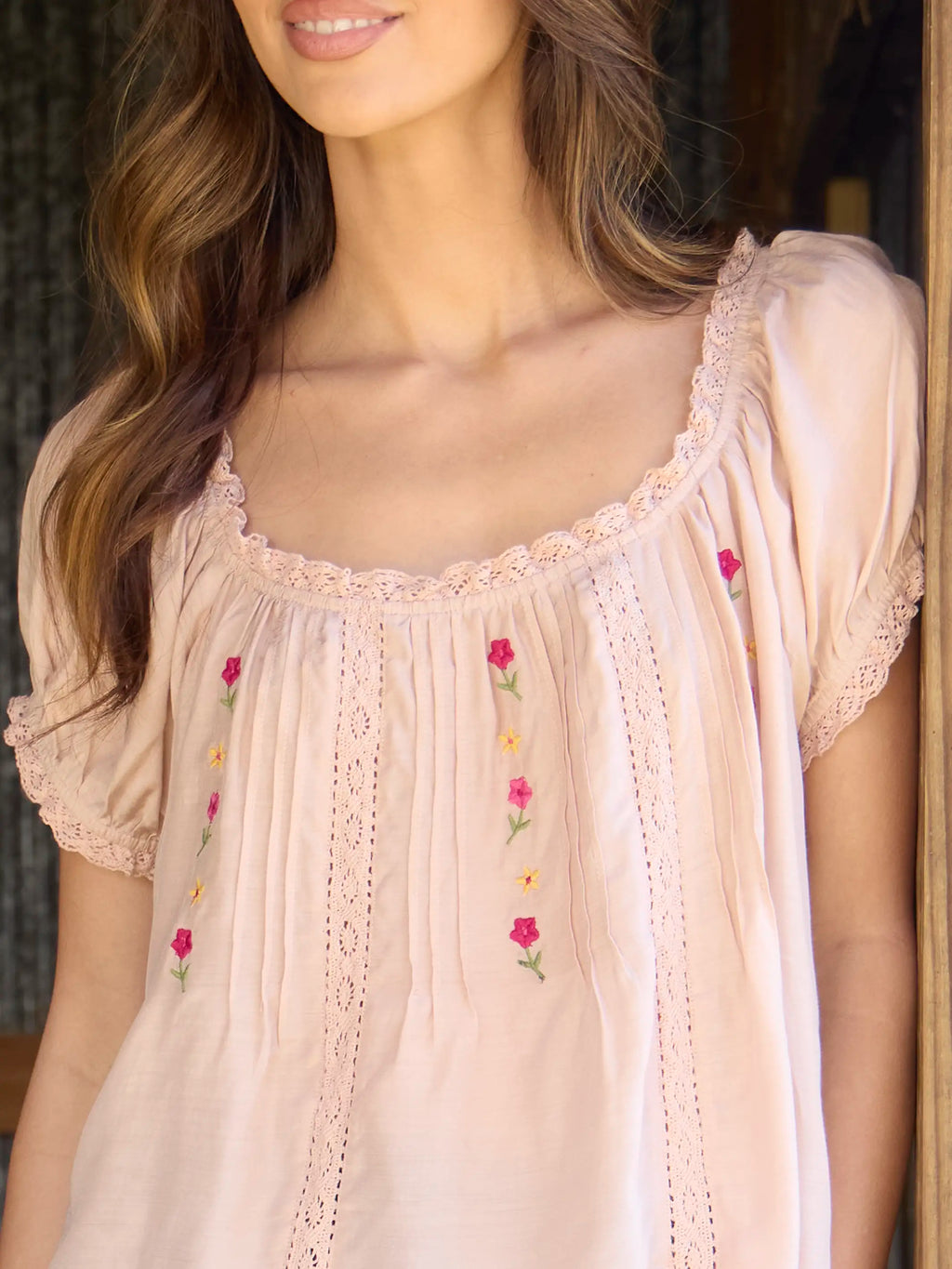 Sweet Nothings Embroidered Top - Light Pink