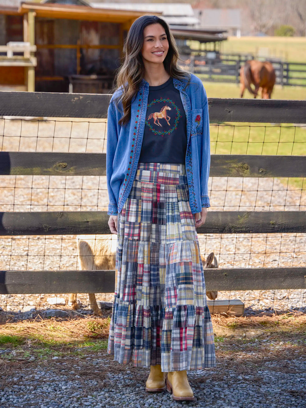 Dutton Embroidered Button Down - Denim