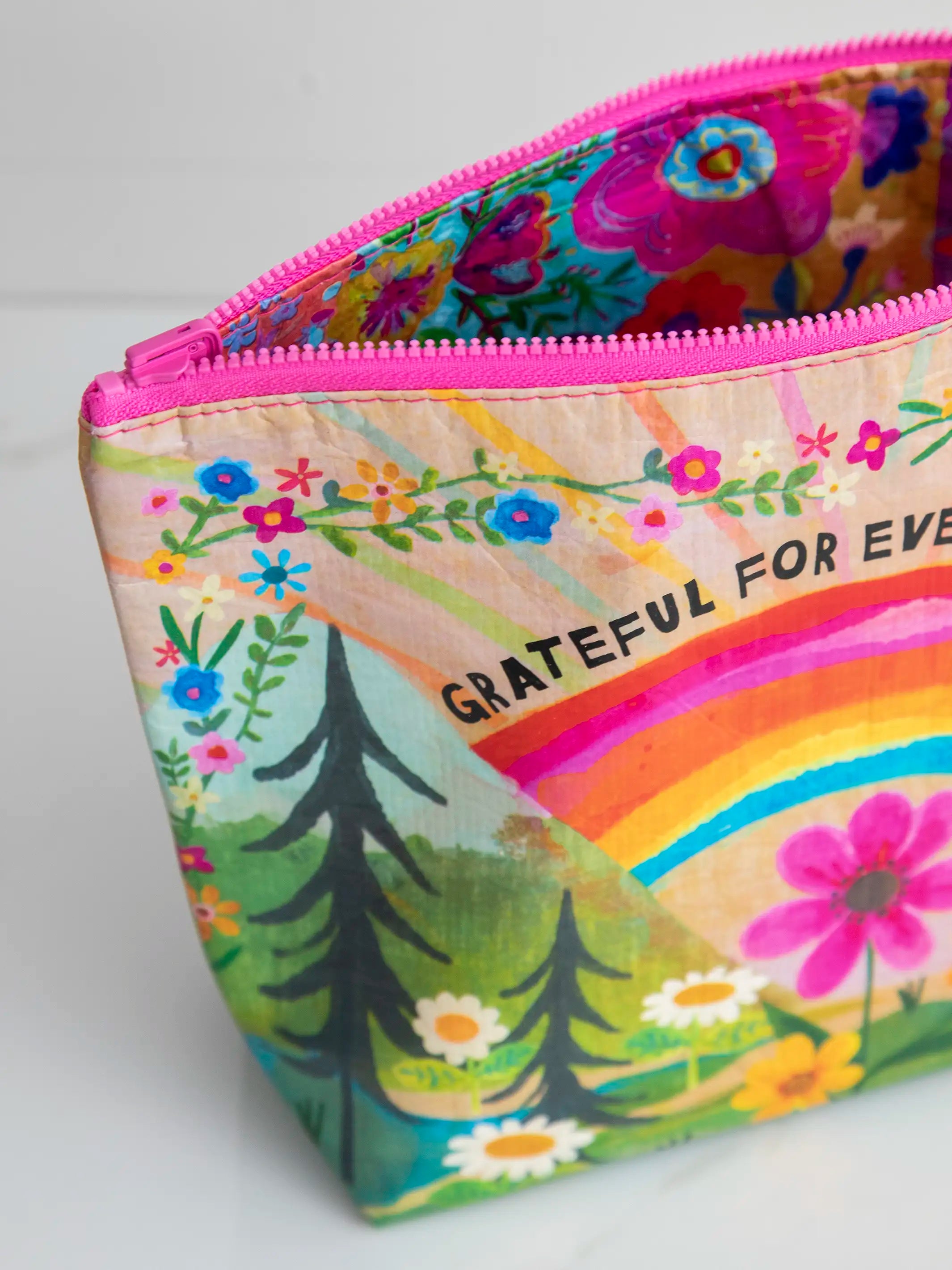 Recycled Reversible Zipper Pouch - Grateful