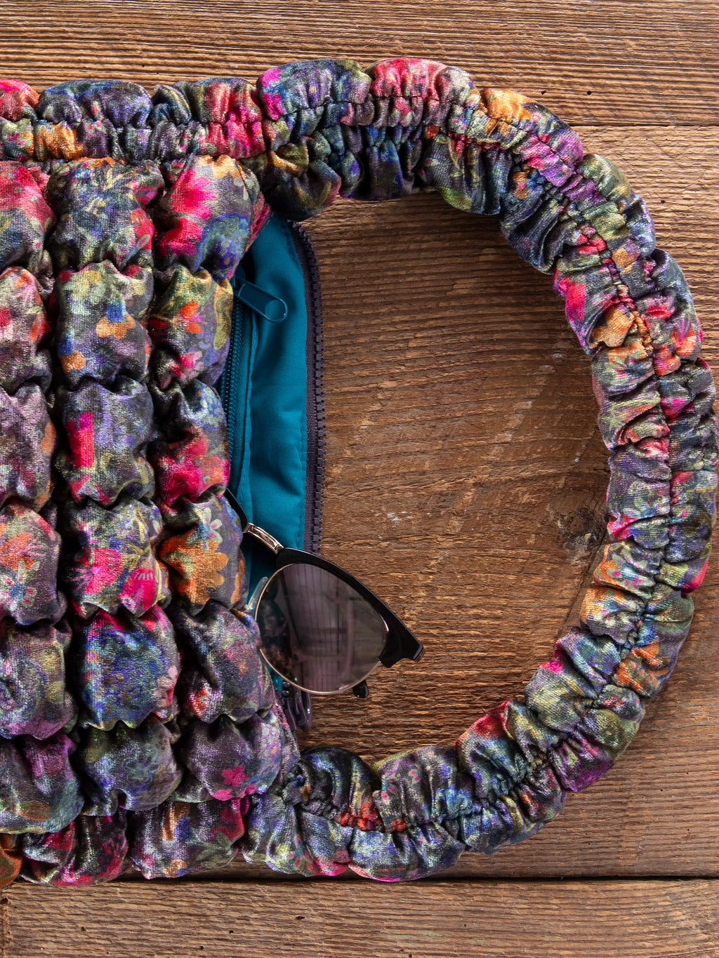 Puffy Velvet Fit-It-All Bag - Small Dark Floral Garden
