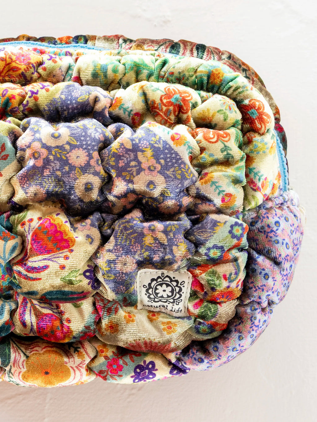 Dana Velvet Puffy Pouch - Mandala Folk Patchwork