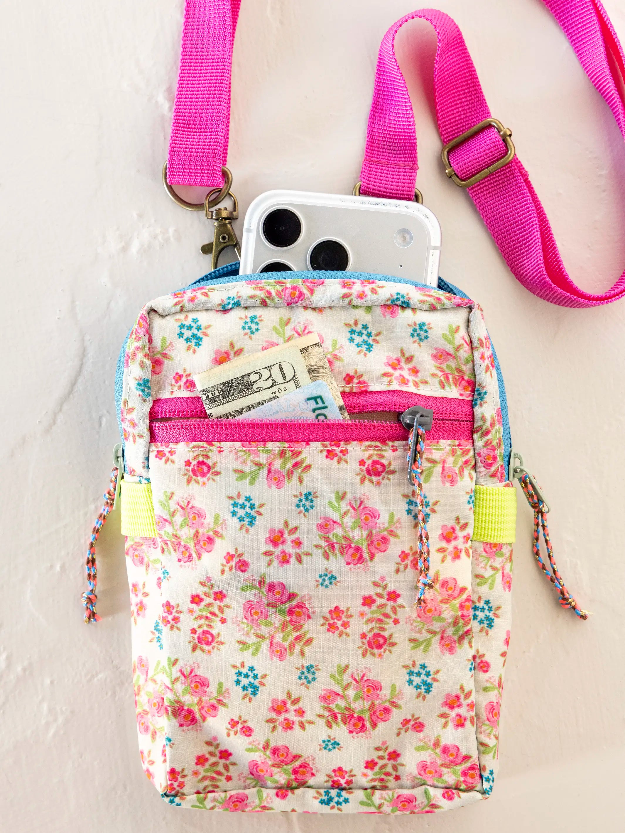 8-in-1 Pocket Crossbody - Pink Bouquet