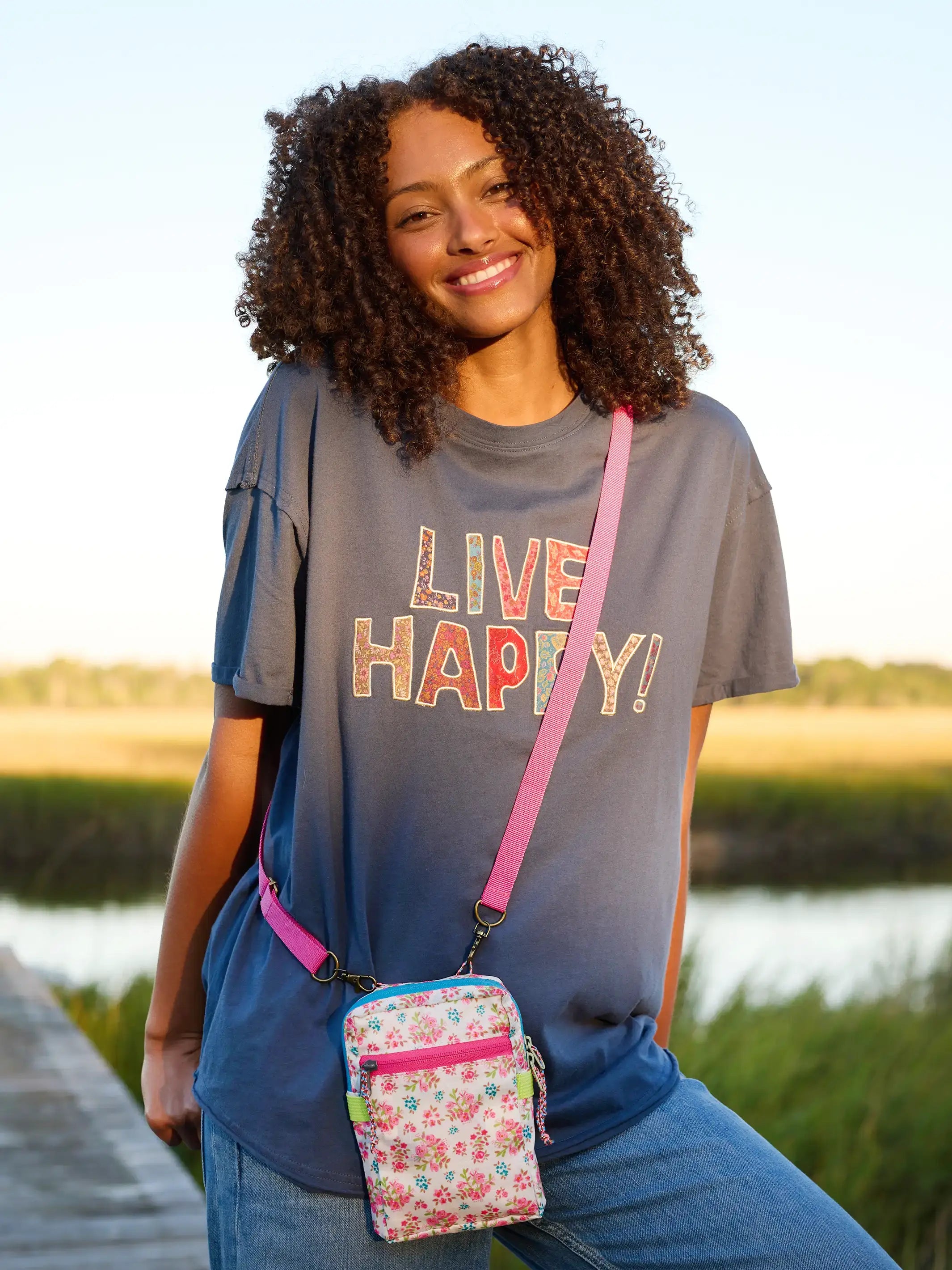 8-in-1 Pocket Crossbody - Pink Bouquet