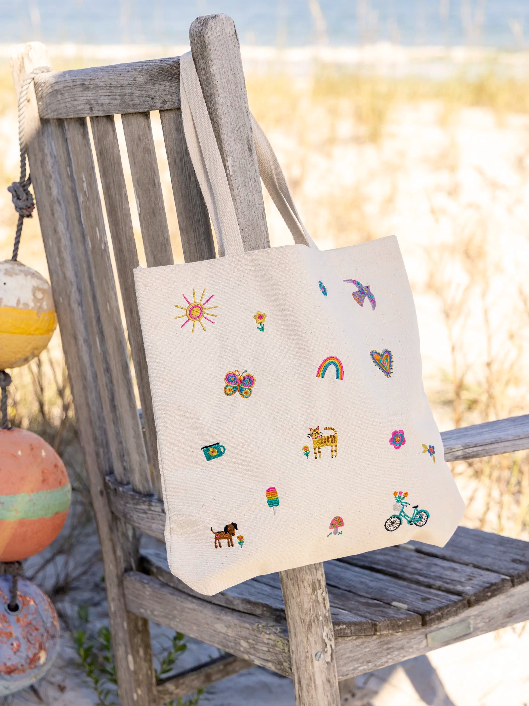 Embroidered Canvas Tote Bag - Fave Little Things