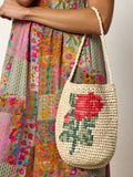 Cross Stitch Straw Bag