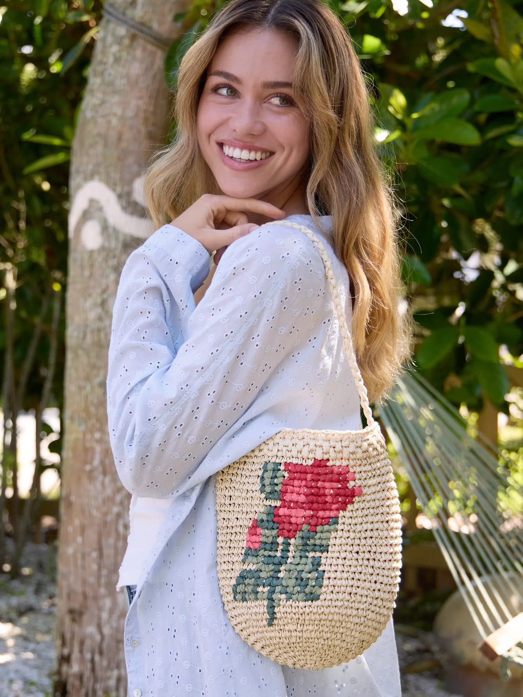 Cross Stitch Straw Bag