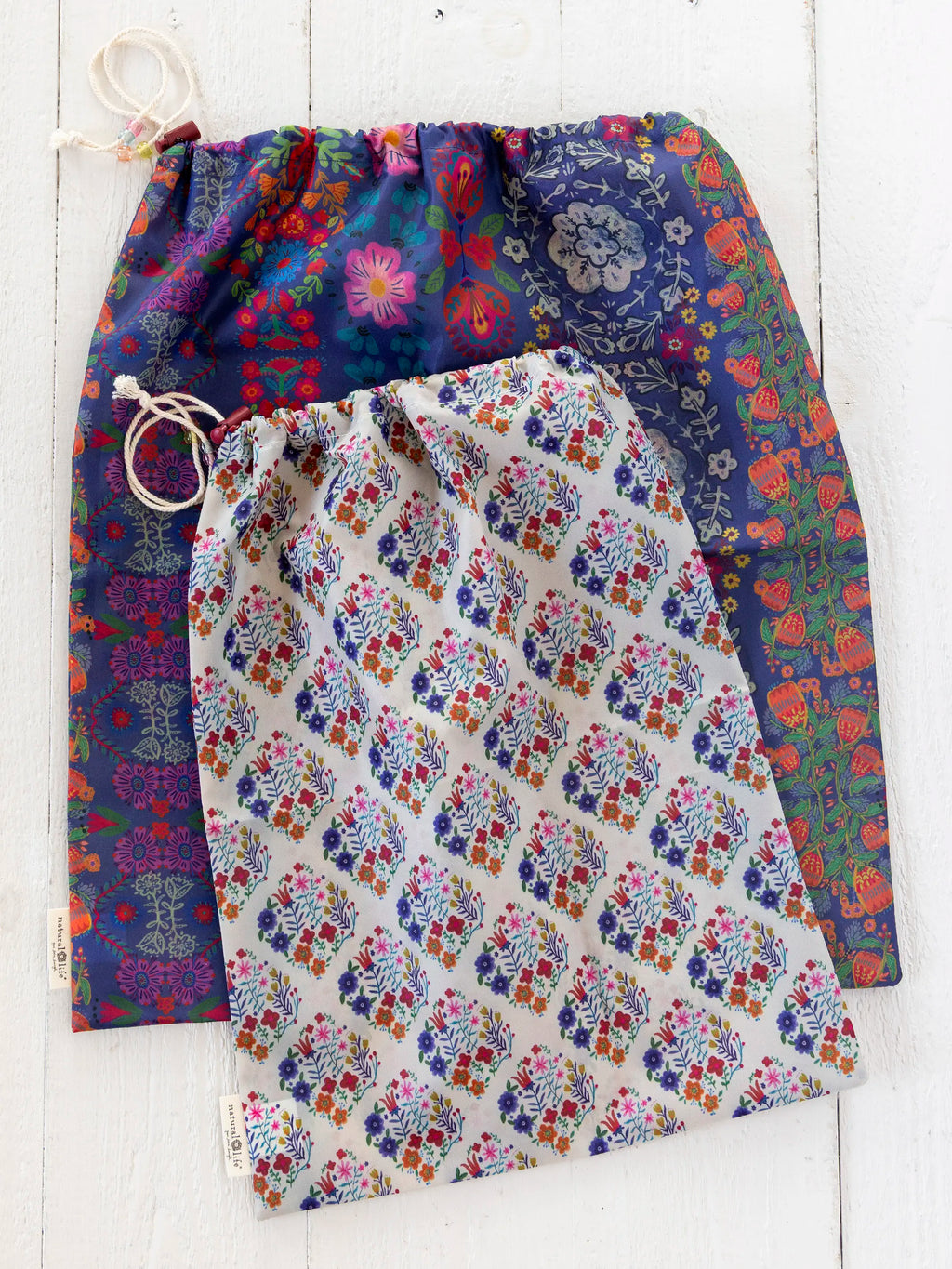 Travel Laundry Bags, Set of 2 - Washed Navy Floral