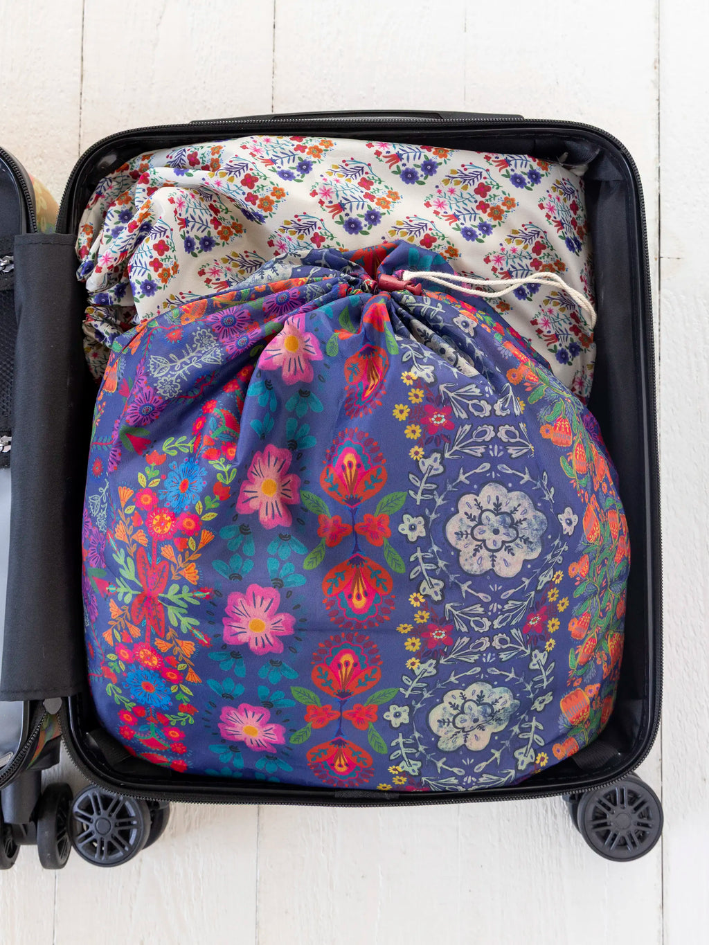 Travel Laundry Bags, Set of 2 - Washed Navy Floral