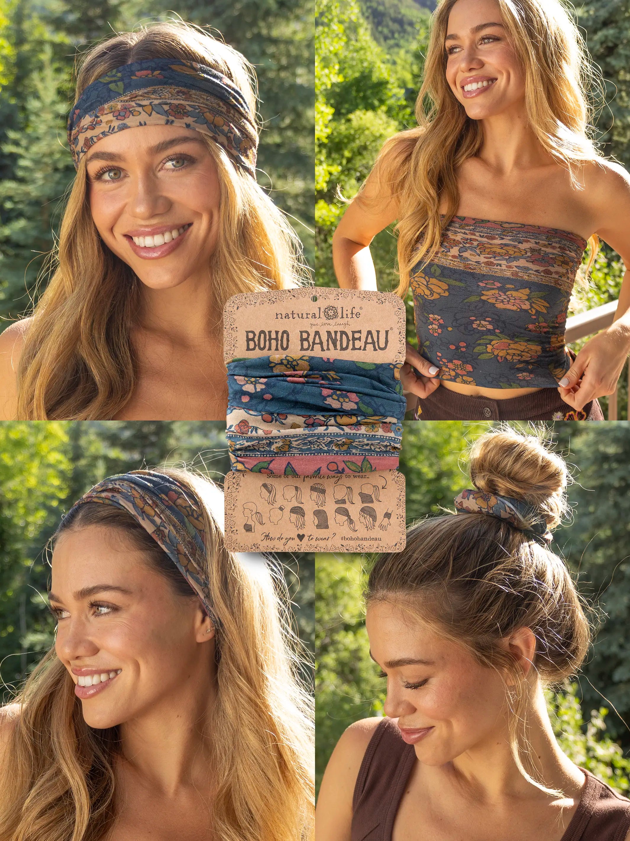 Full Boho Bandeau® Headband - Riviera Batik Blue