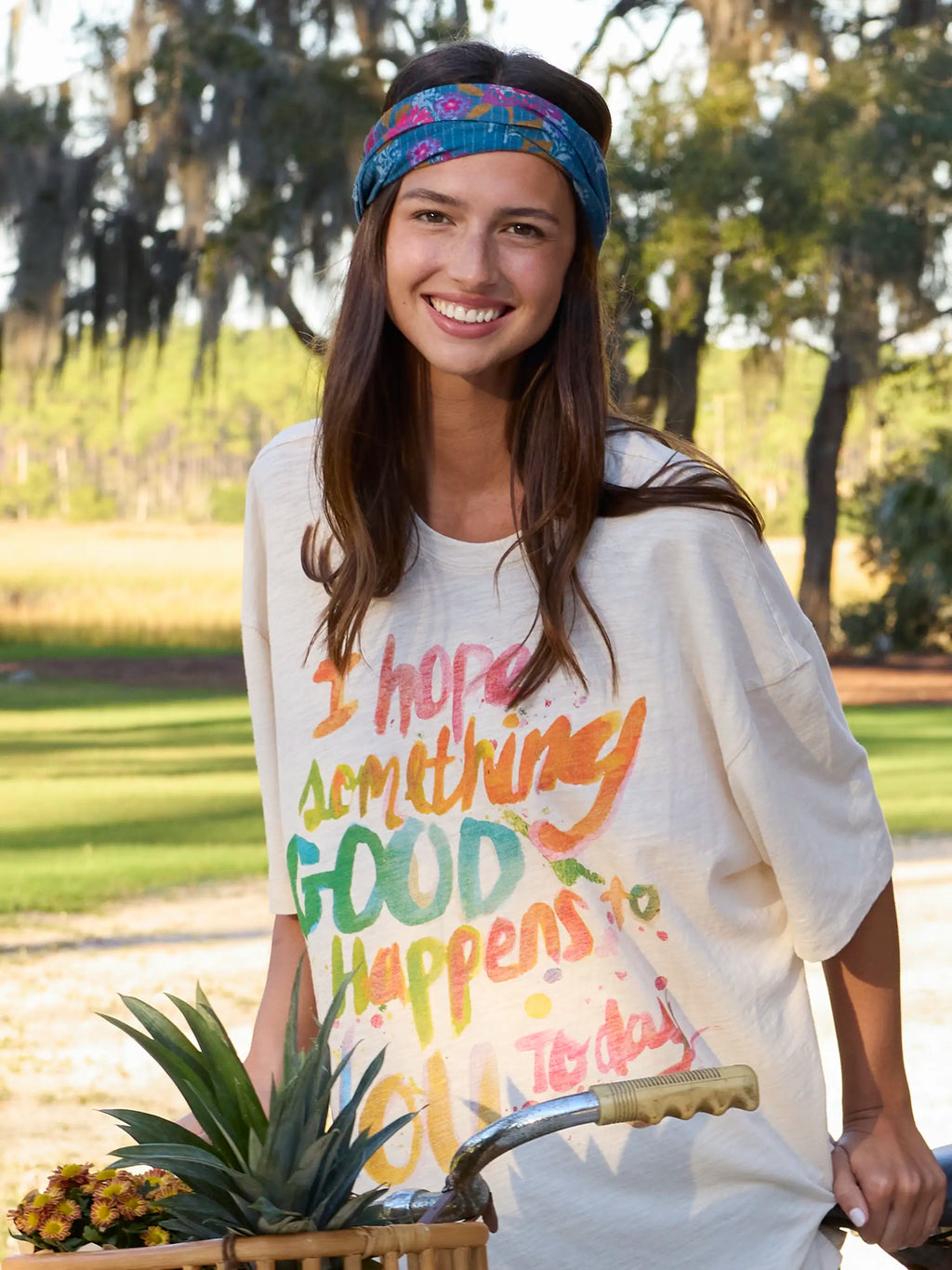 Full Boho Bandeau® Headband - Block Stamp Indigo