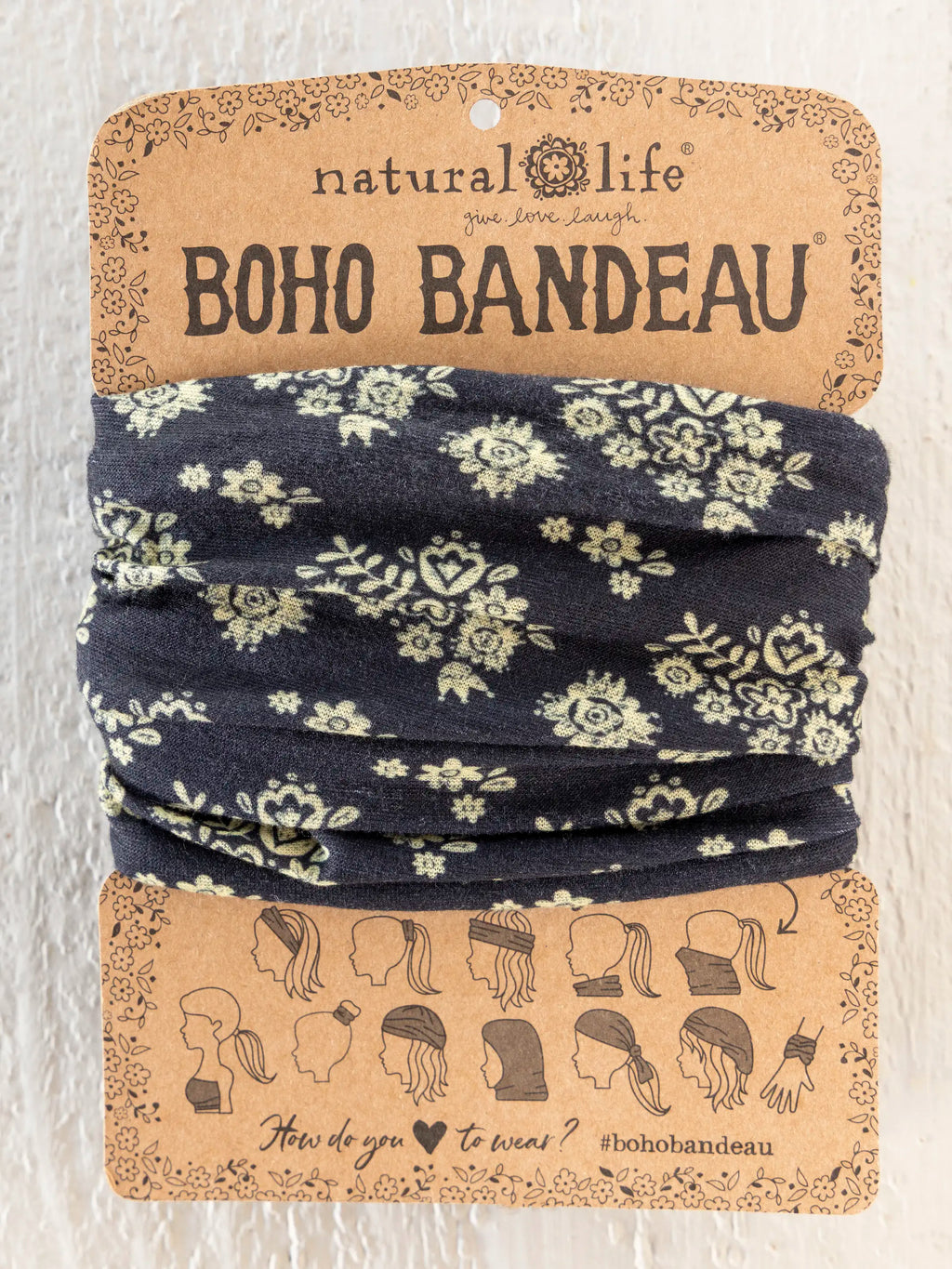 Full Boho Bandeau® Headband - Black Cluster Medallions