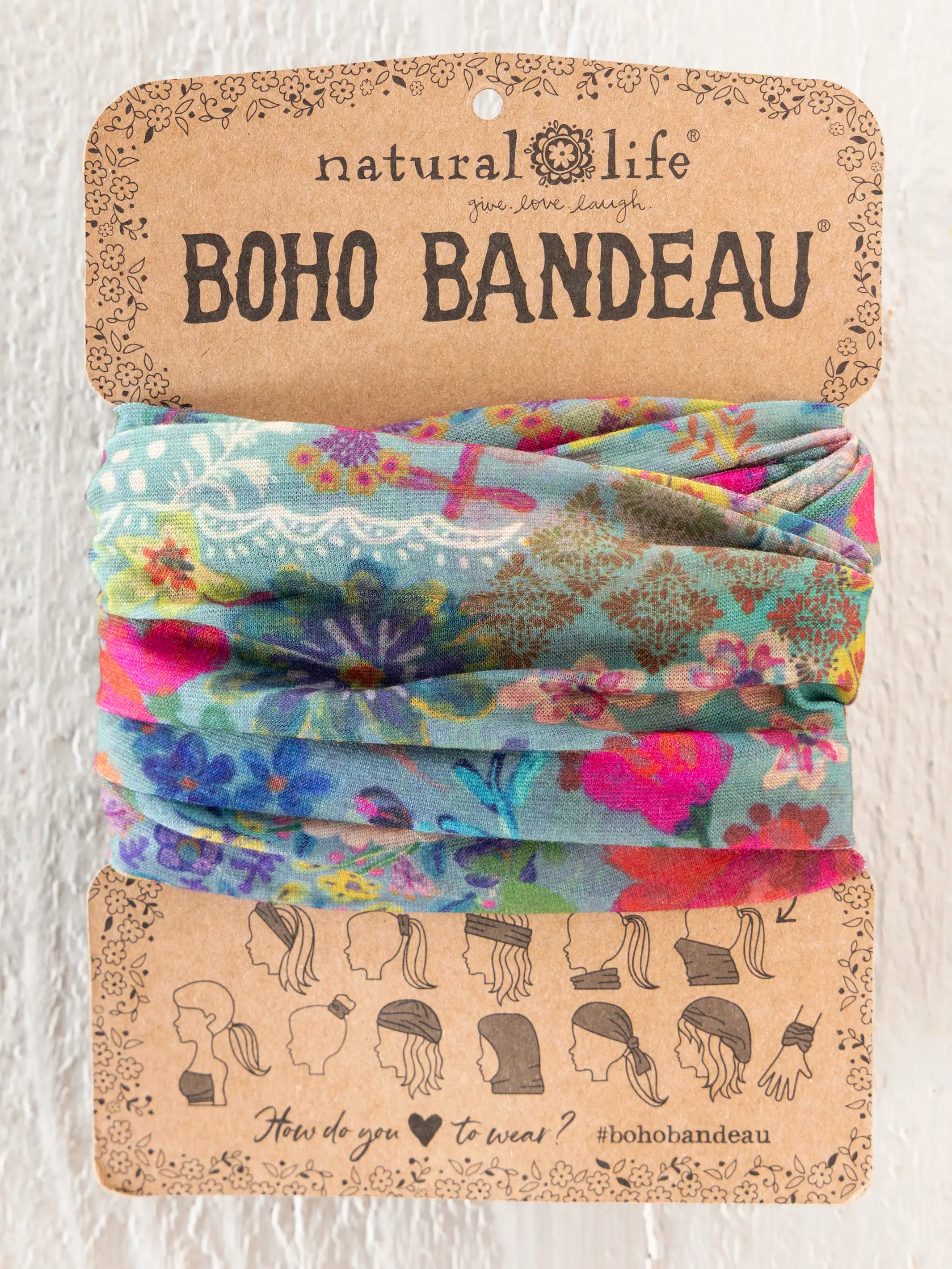 Full Boho Bandeau® Headband - Blue Garden Patchwork