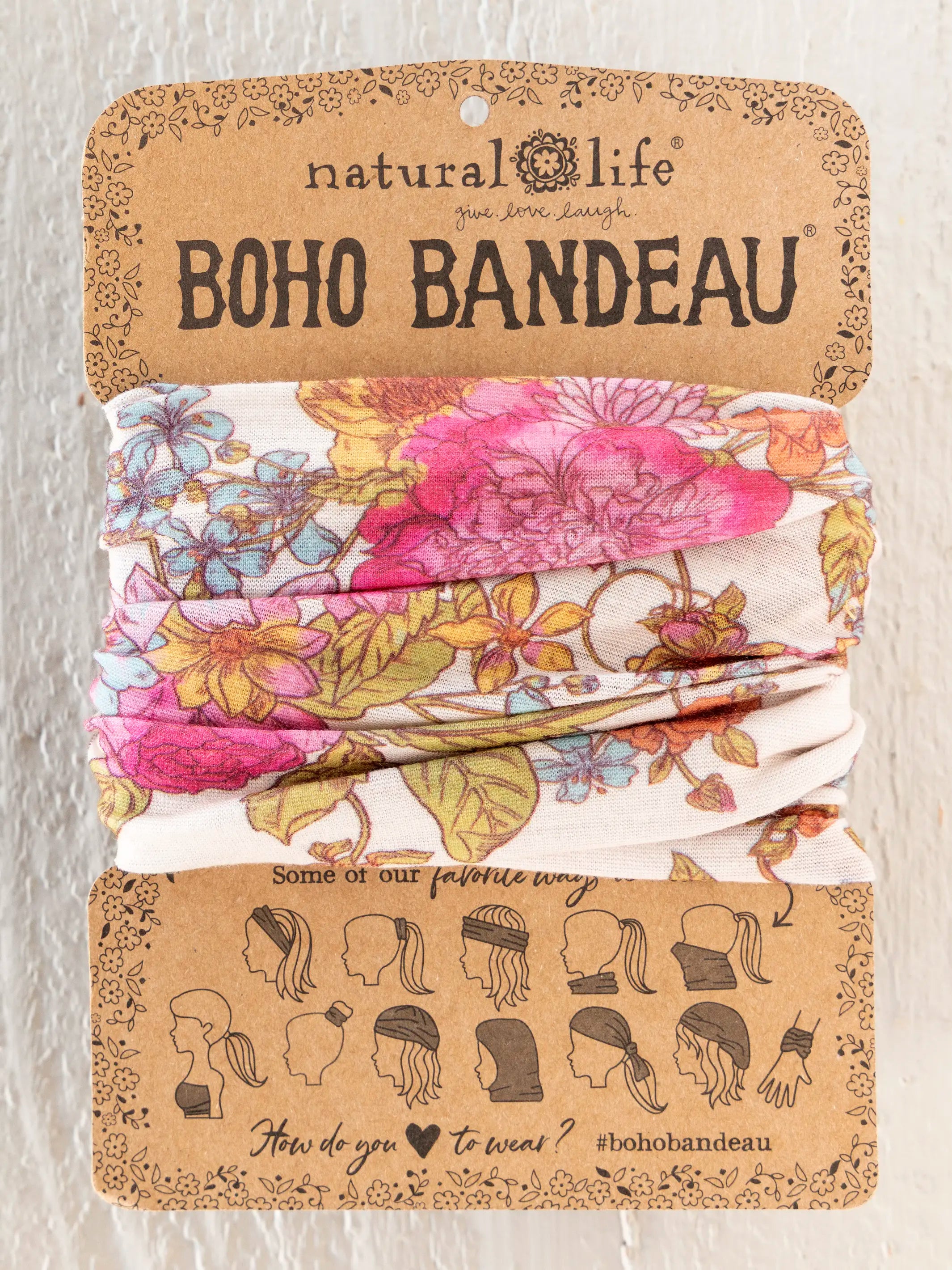 Full Boho Bandeau® Headband - English Garden Cream