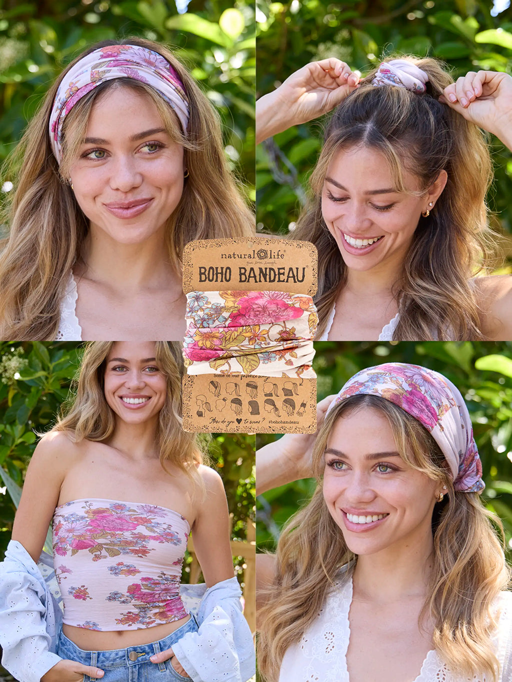 Full Boho Bandeau® Headband - English Garden Cream