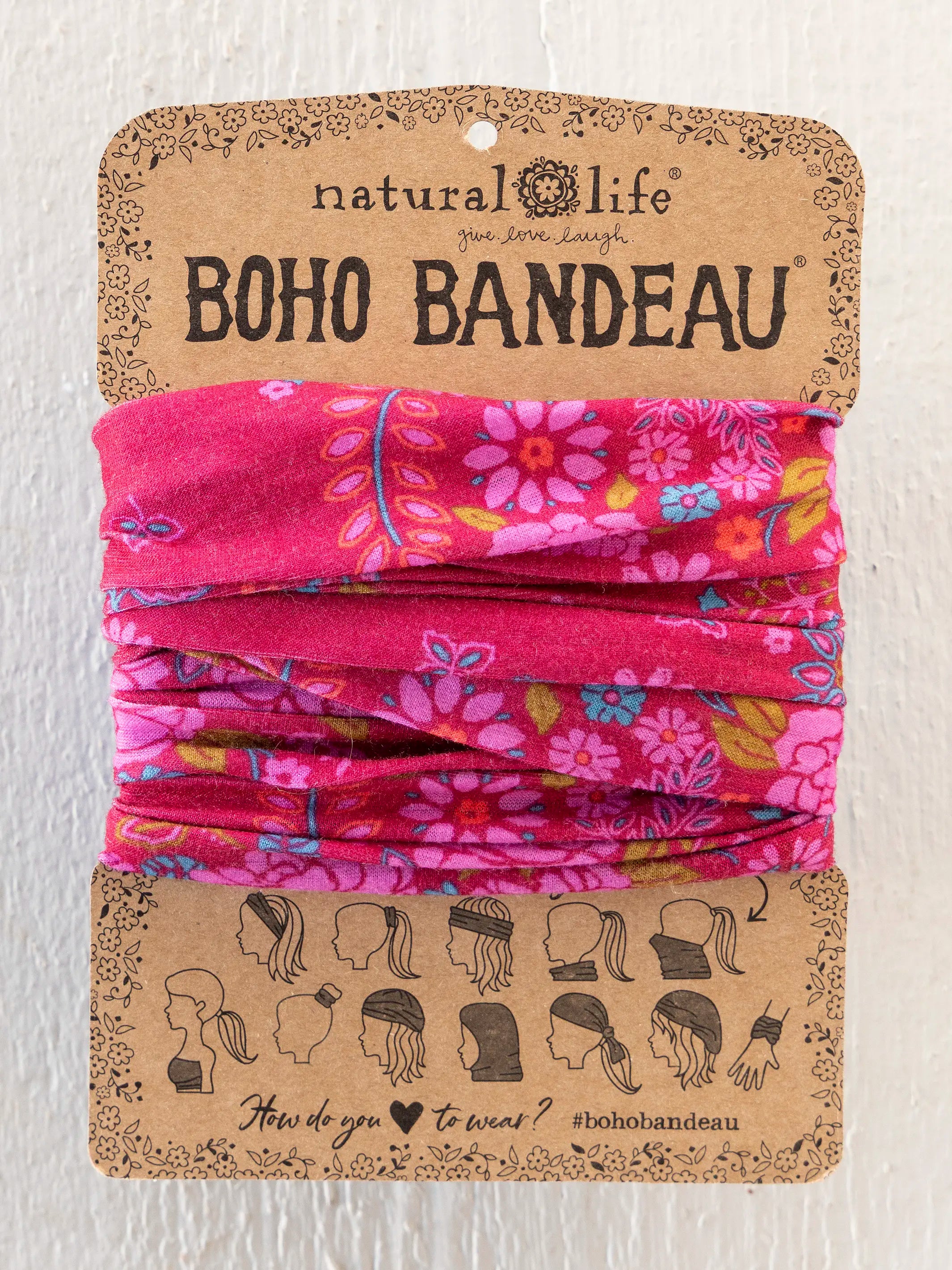 Full Boho Bandeau® Headband - Merlot Floral Bandana