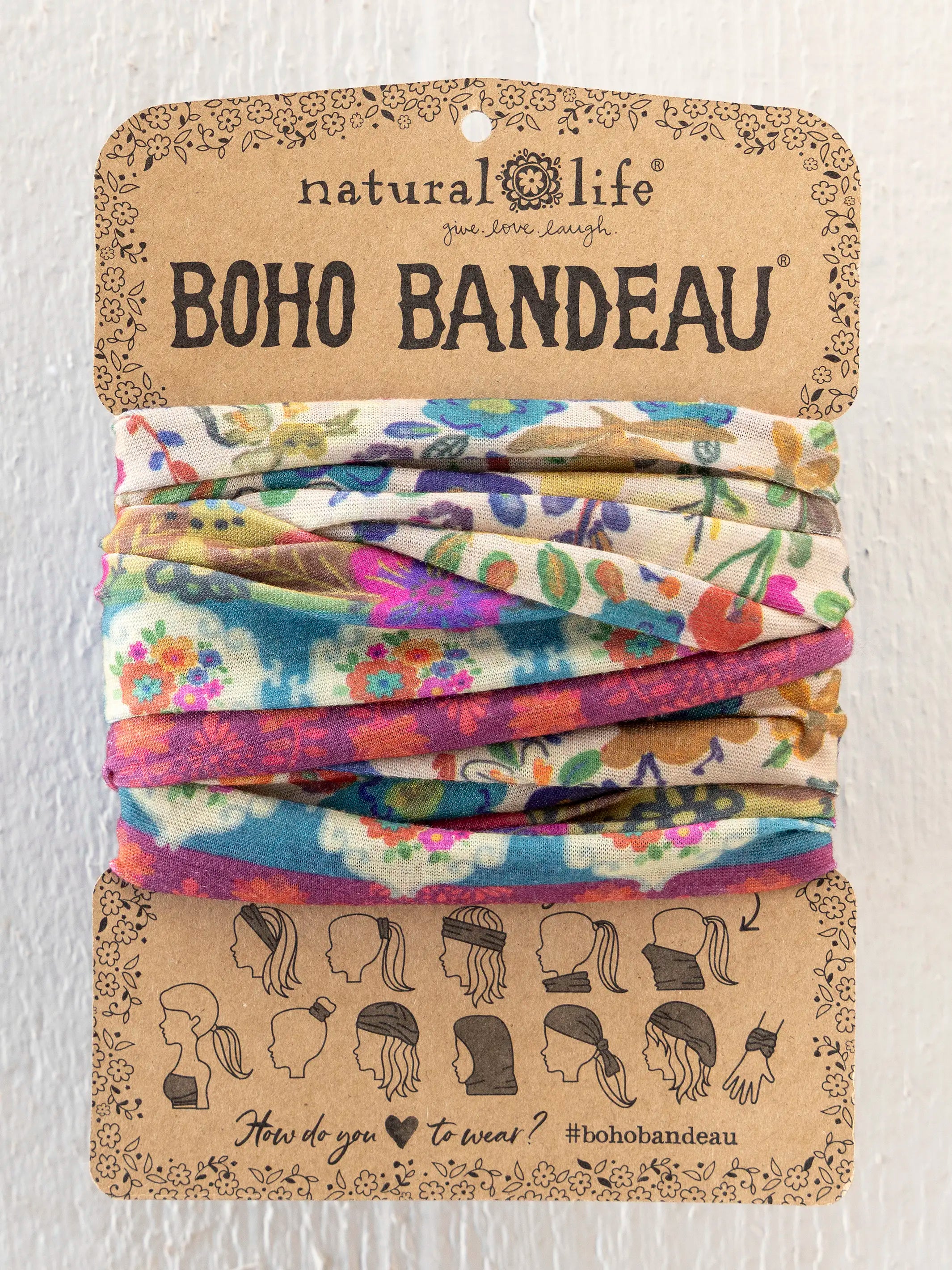 Full Boho Bandeau® Headband - Cream Borders