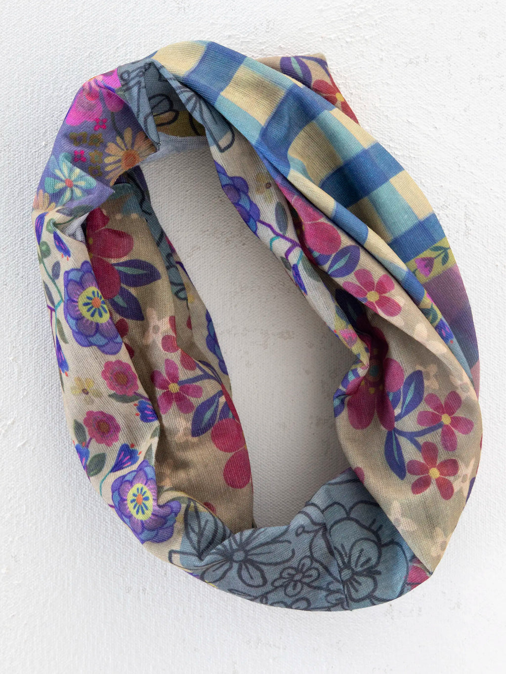 Full Boho Bandeau® Headband - Gingham Floral Patchwork