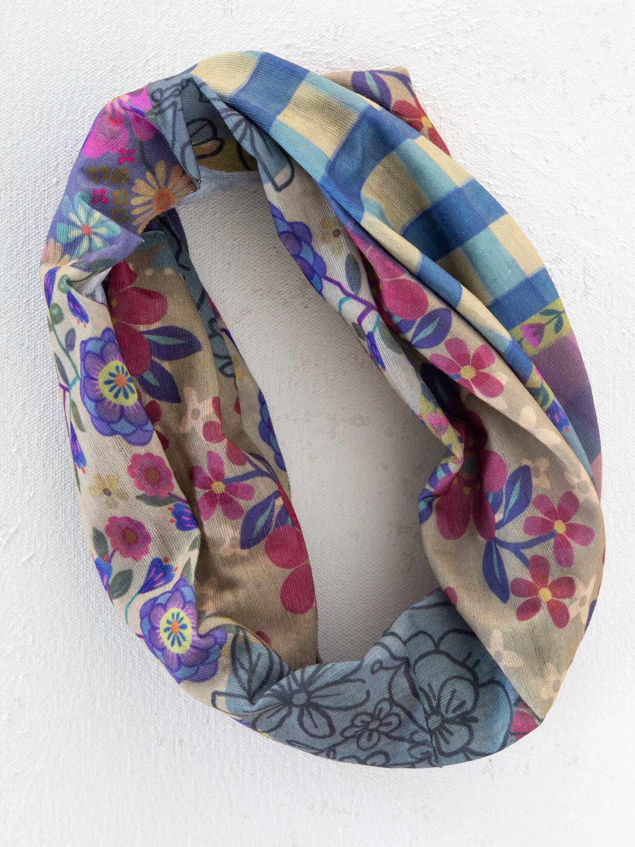 Full Boho Bandeau® Headband - Gingham Floral Patchwork