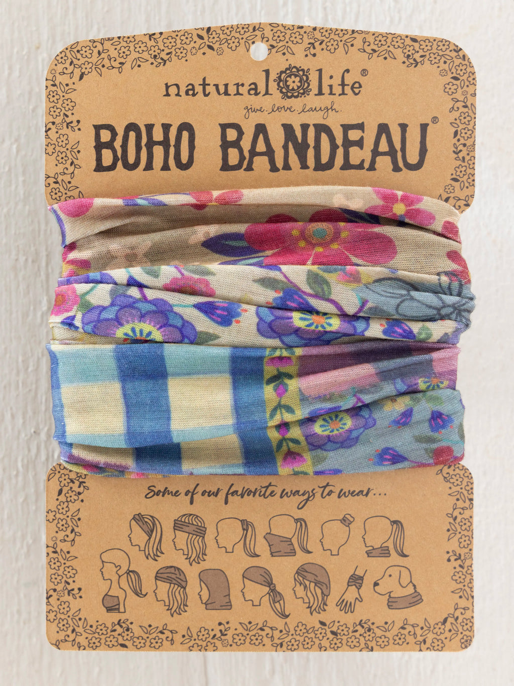 Full Boho Bandeau® Headband - Gingham Floral Patchwork