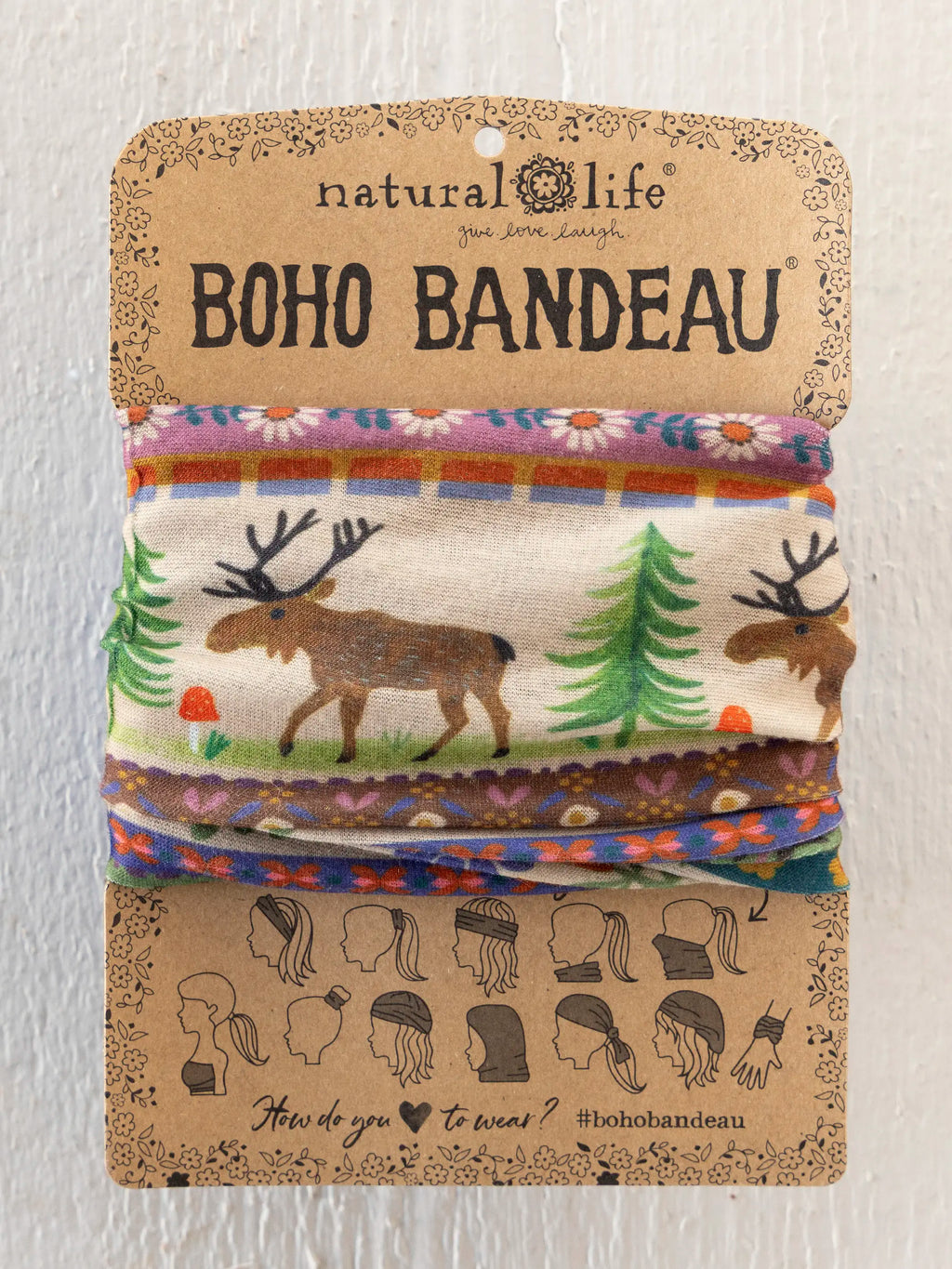 Full Boho Bandeau® Headband - Moose Borders