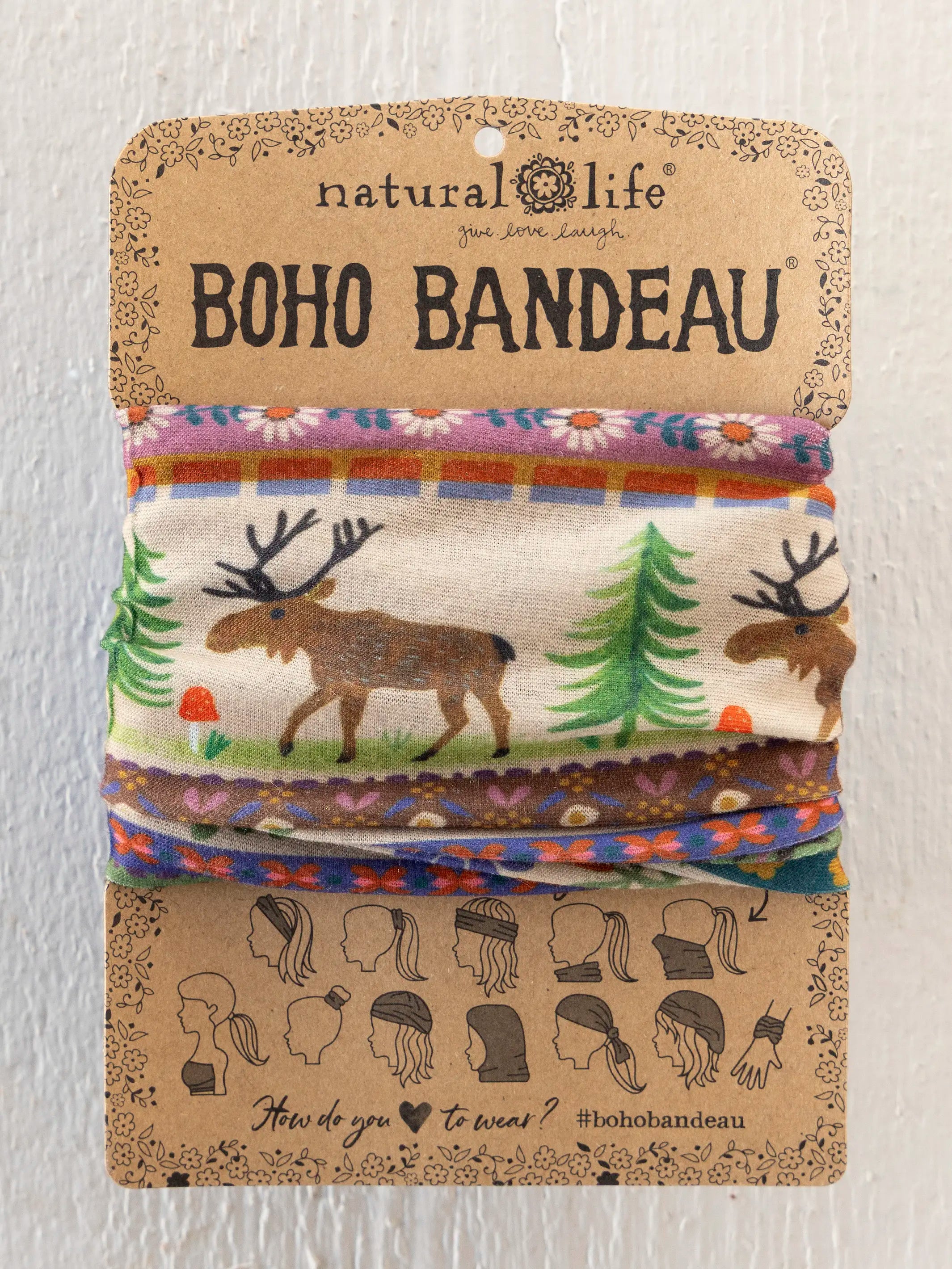 Full Boho Bandeau® Headband - Moose Borders