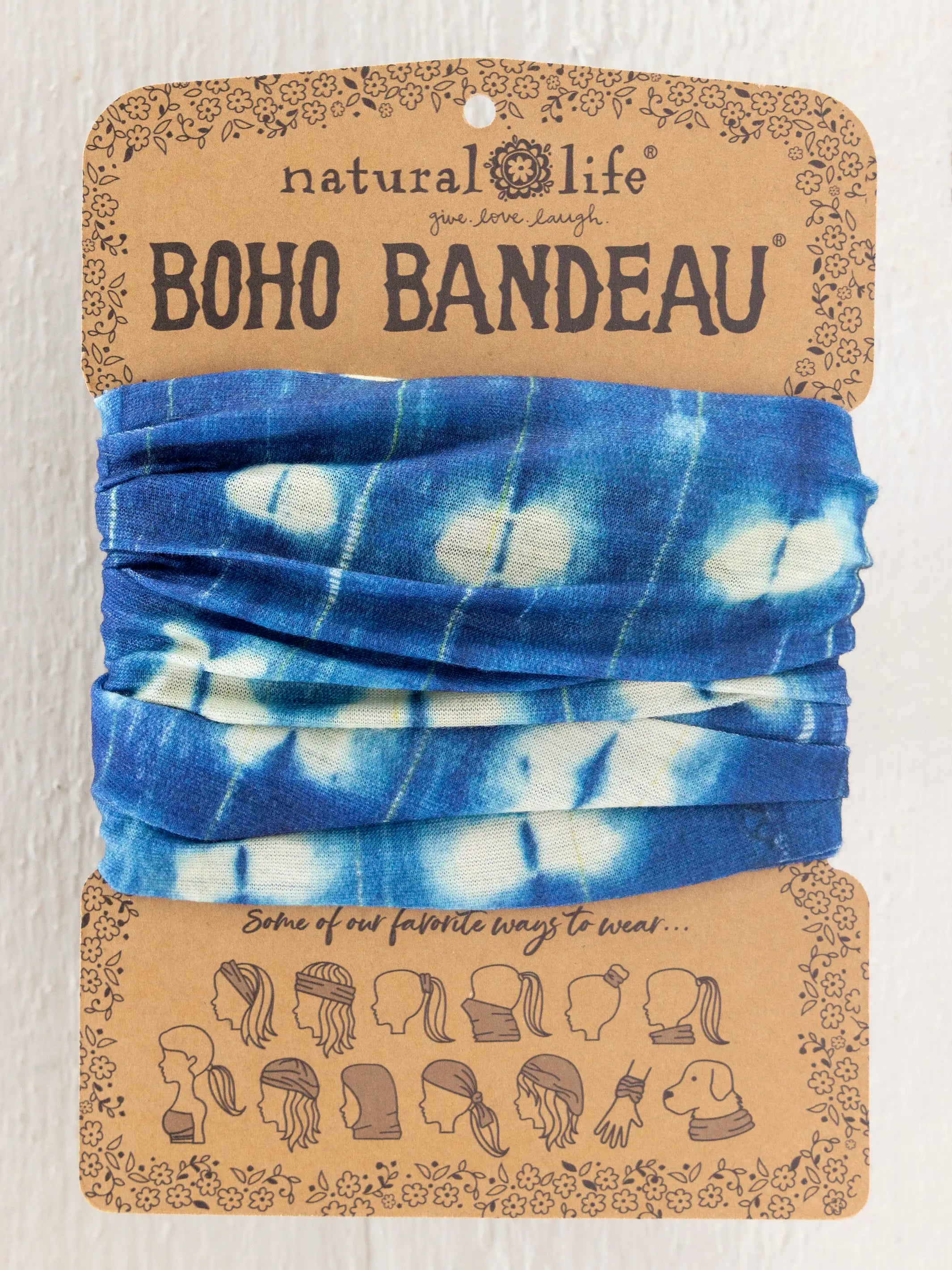 Full Boho Bandeau® Headband - Indigo Shibori Stamps