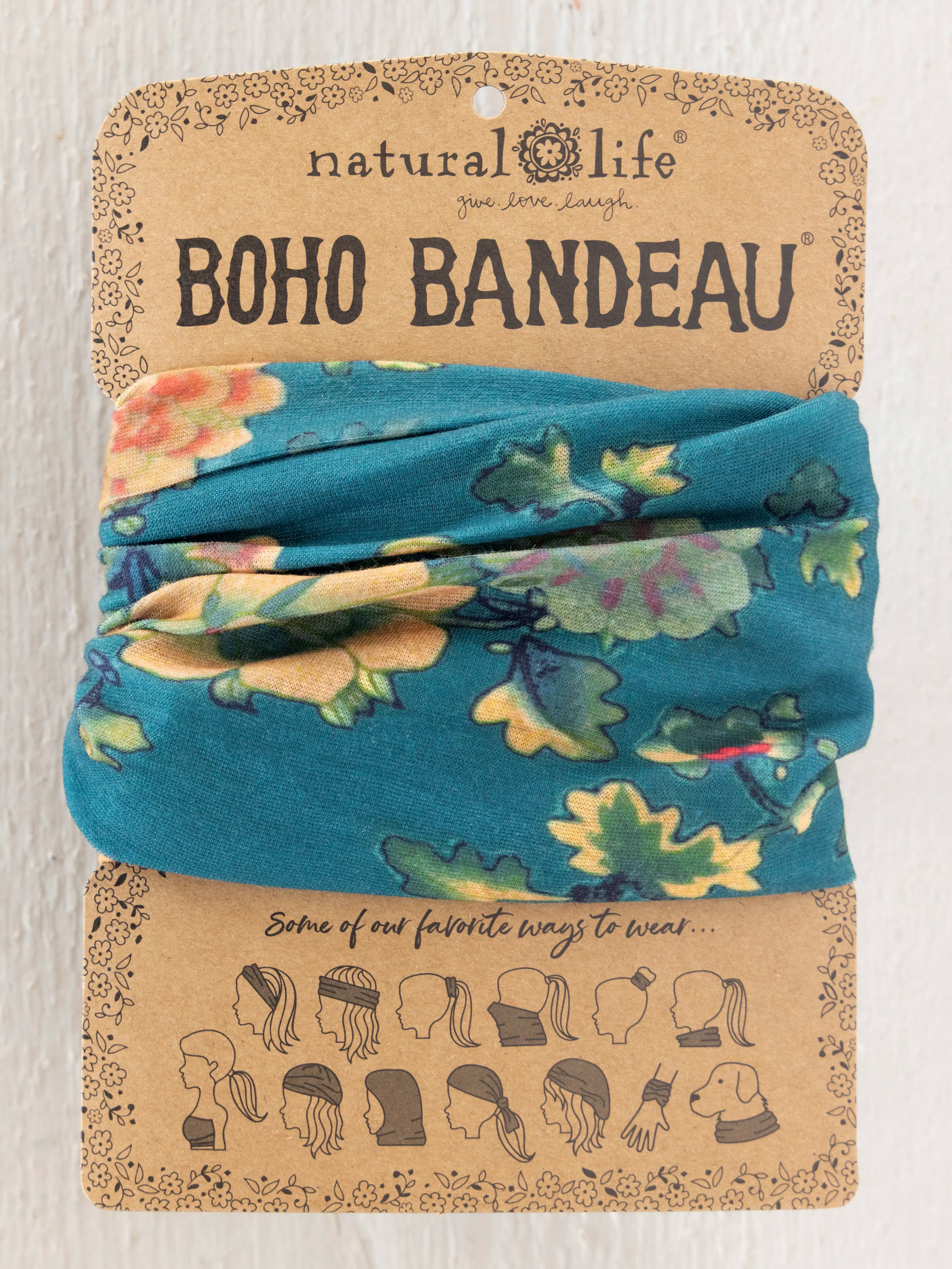 Full Boho Bandeau® Headband - Teal Orange Clusters
