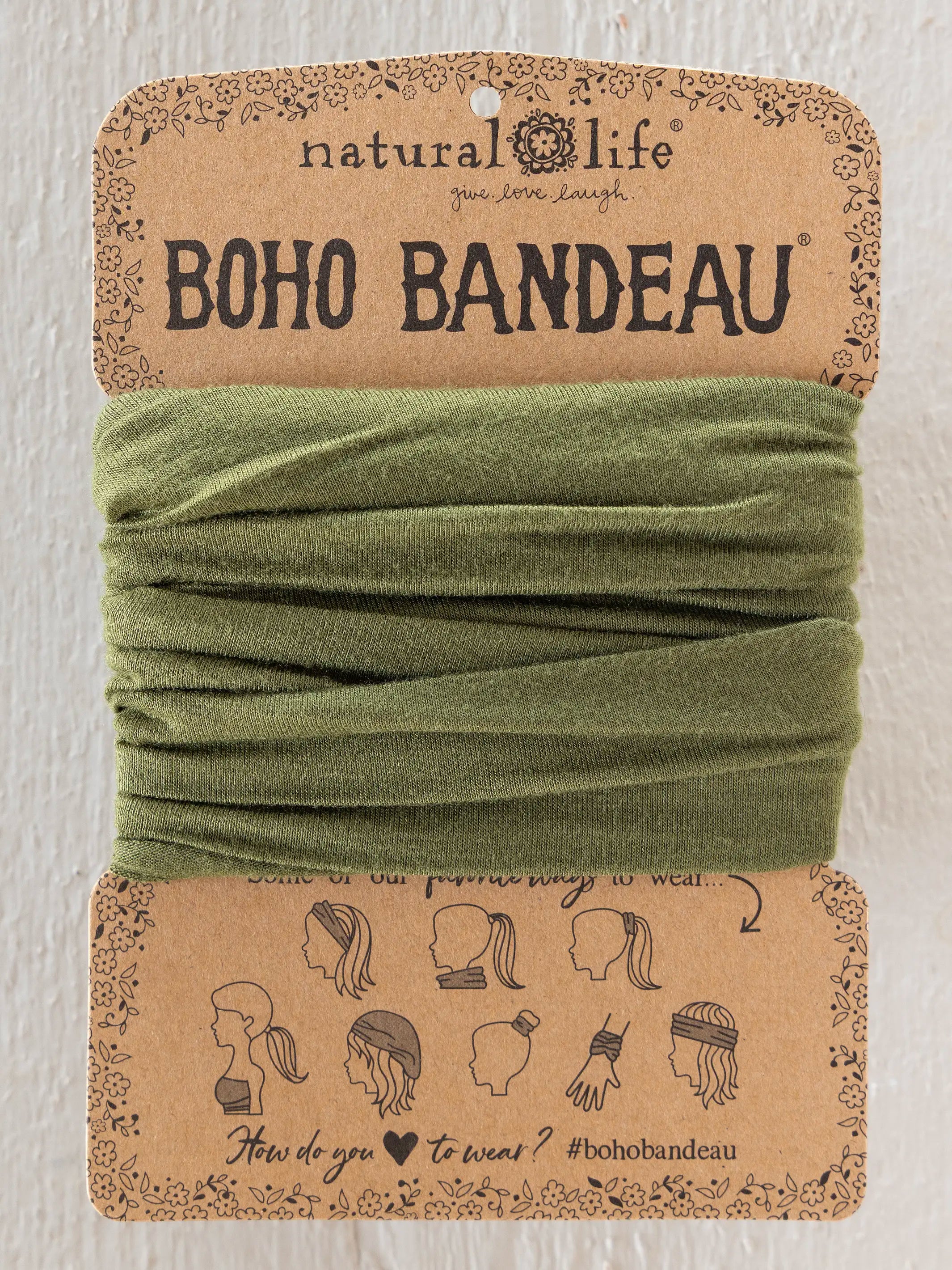 Solid Boho Bandeau® Headband - Olive