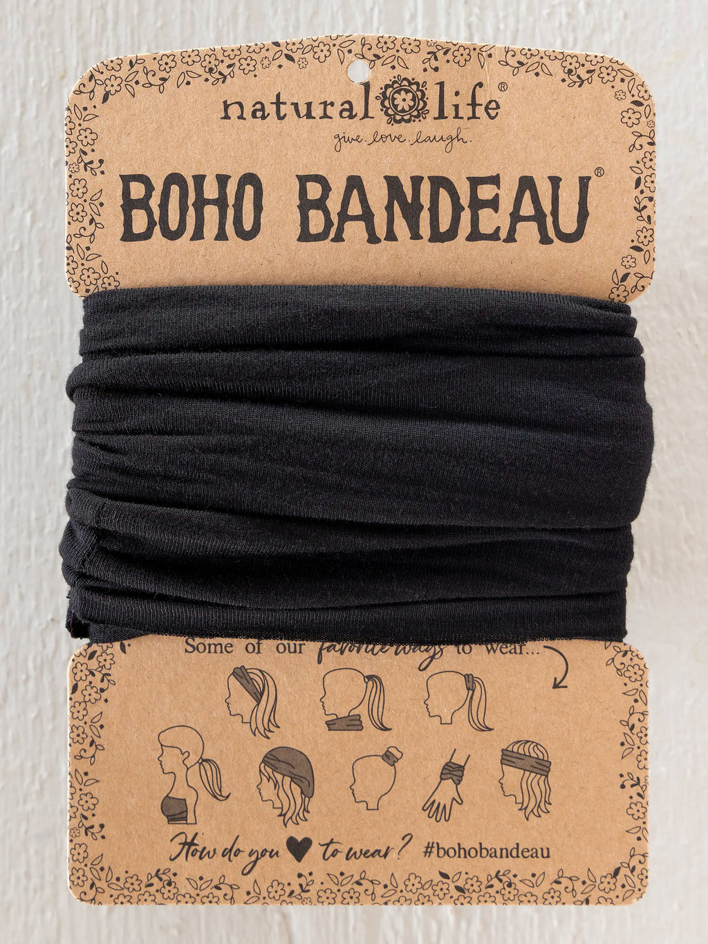 Solid Boho Bandeau® Headband - Black