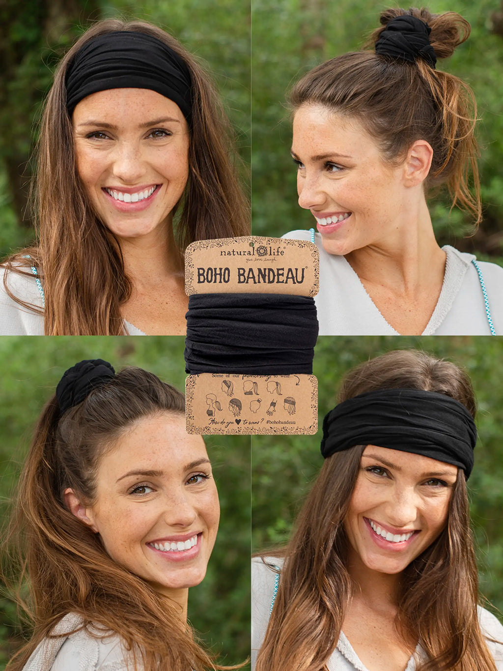 Solid Boho Bandeau® Headband - Black
