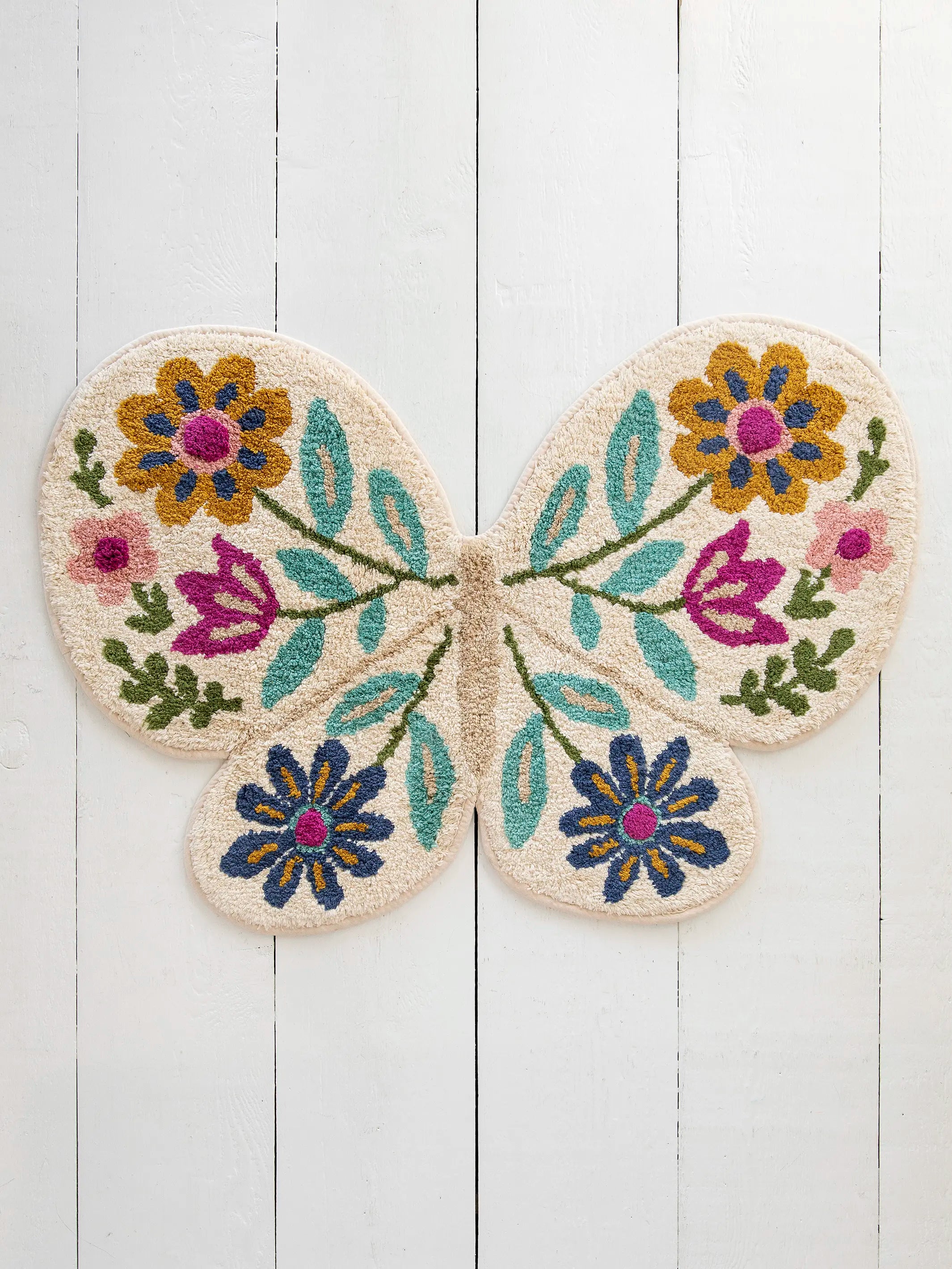 Tufted Cotton Bath Mat - Butterfly Cream