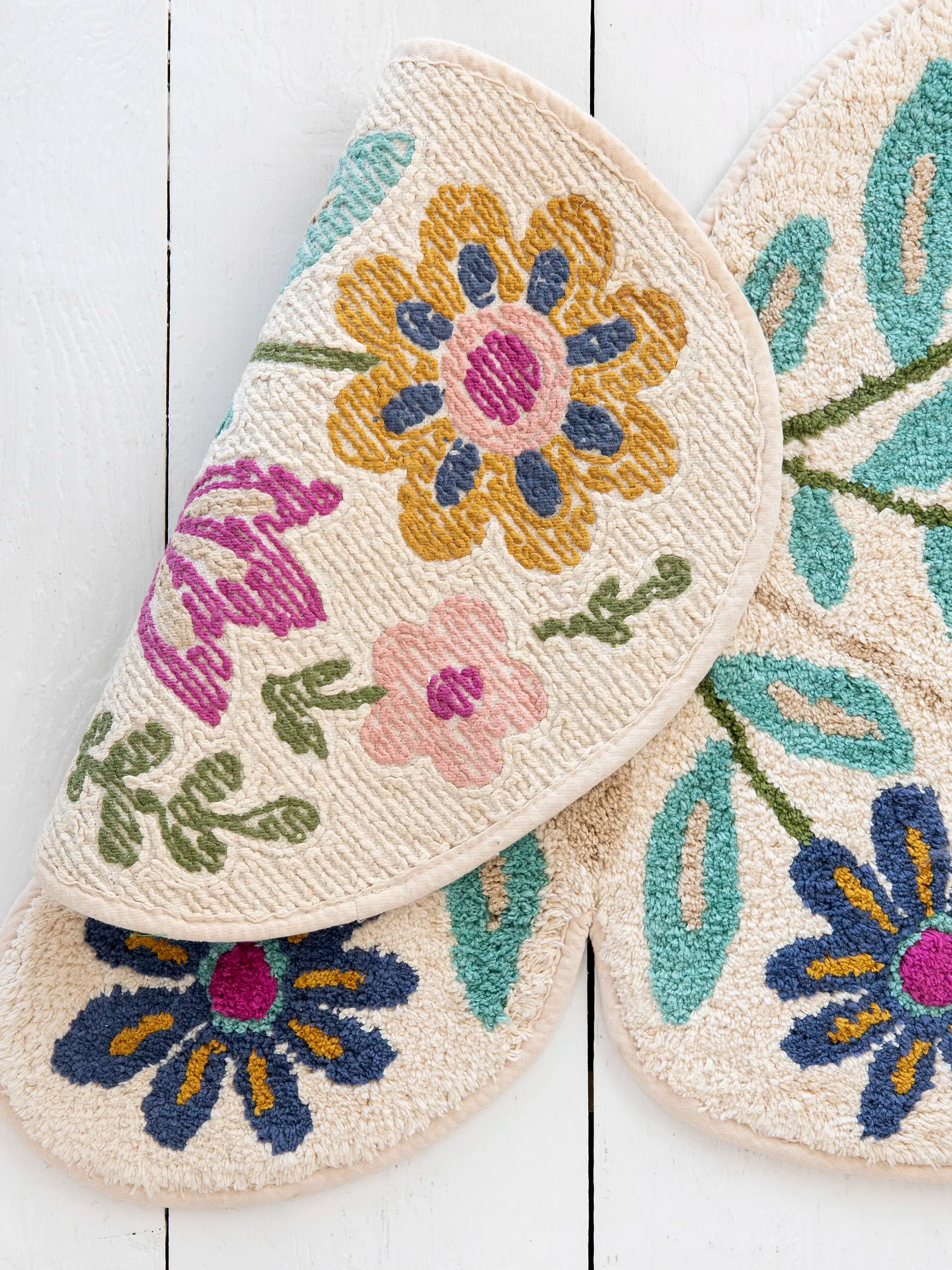 Tufted Cotton Bath Mat - Butterfly Cream