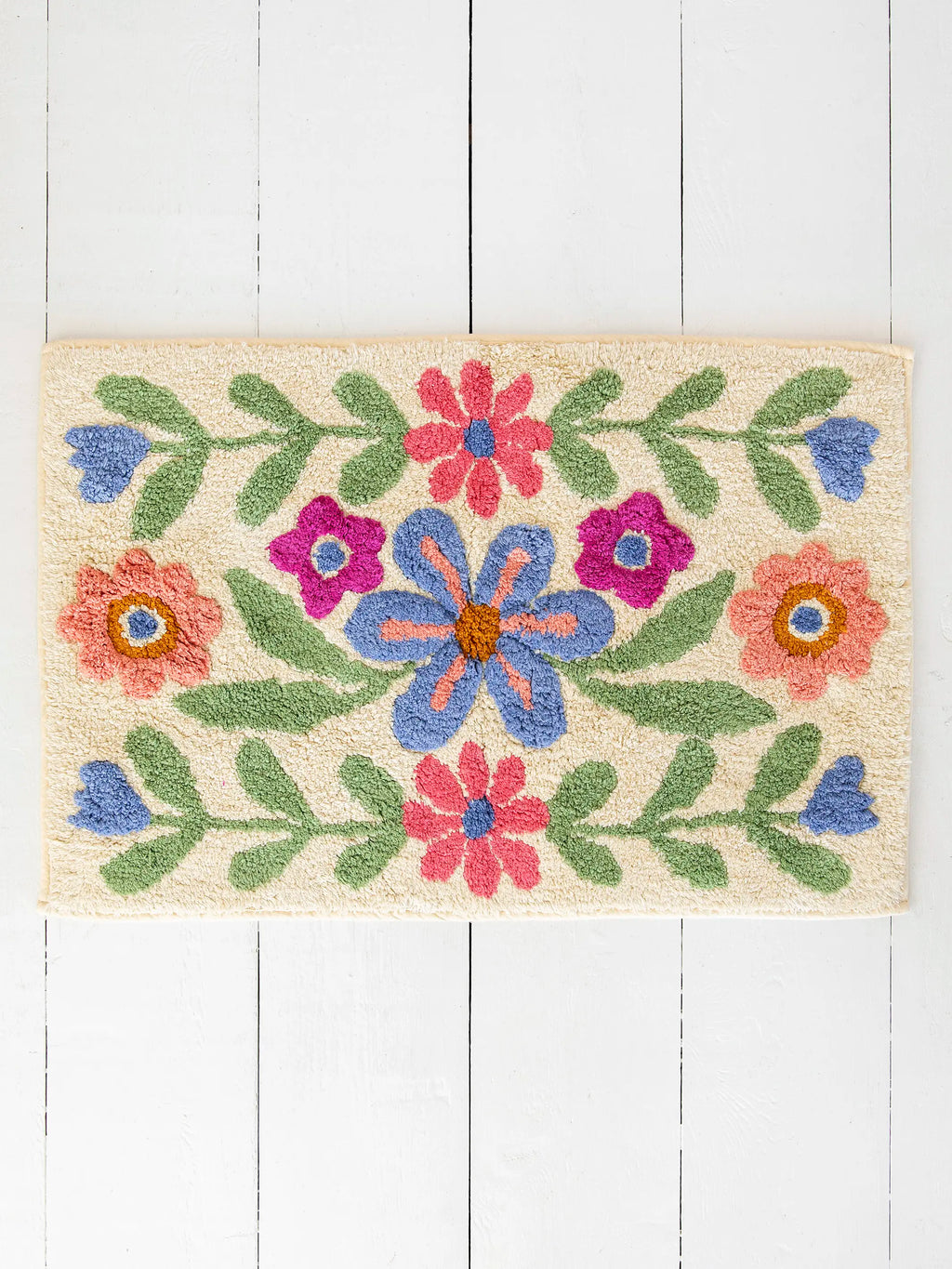 Tufted Cotton Bath Mat - Floral Vines