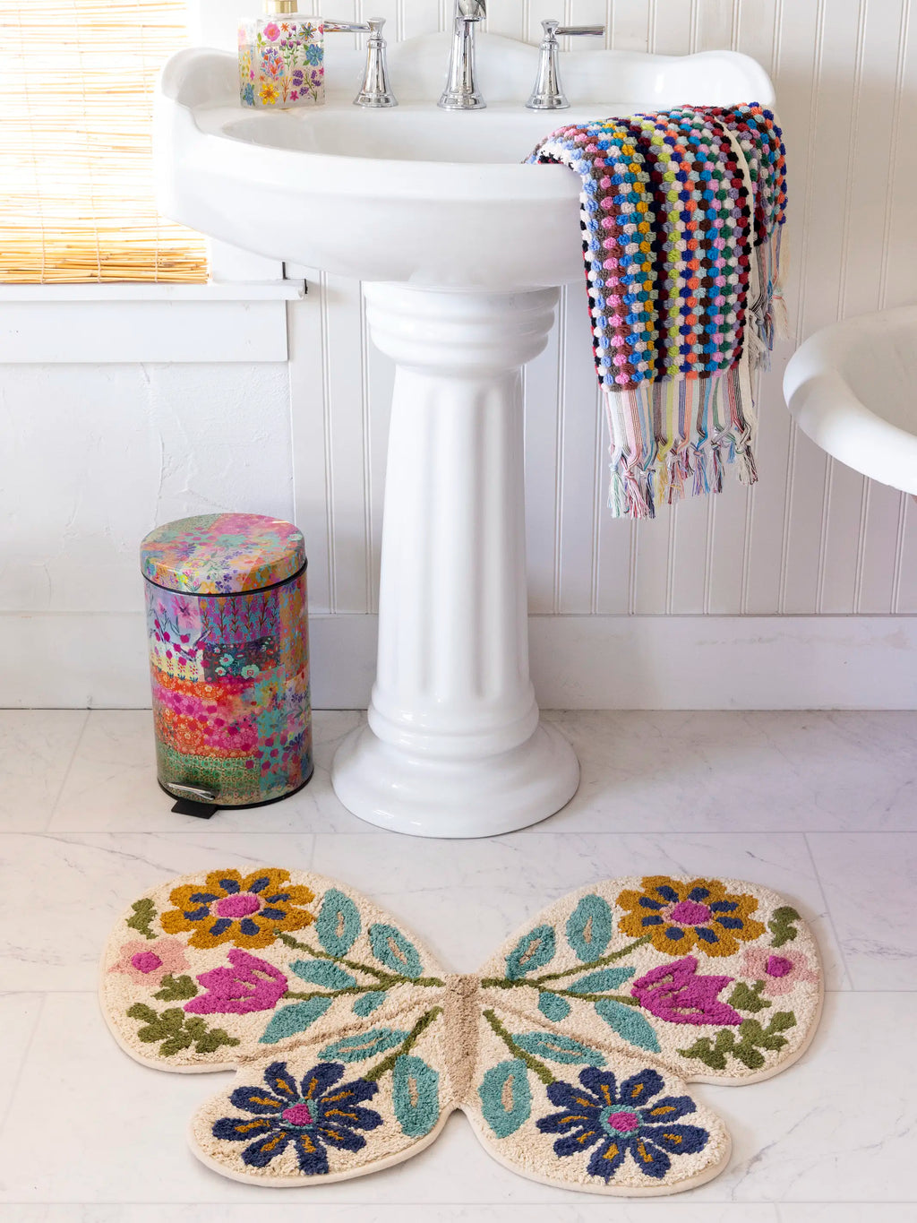 Tufted Cotton Bath Mat - Butterfly Cream