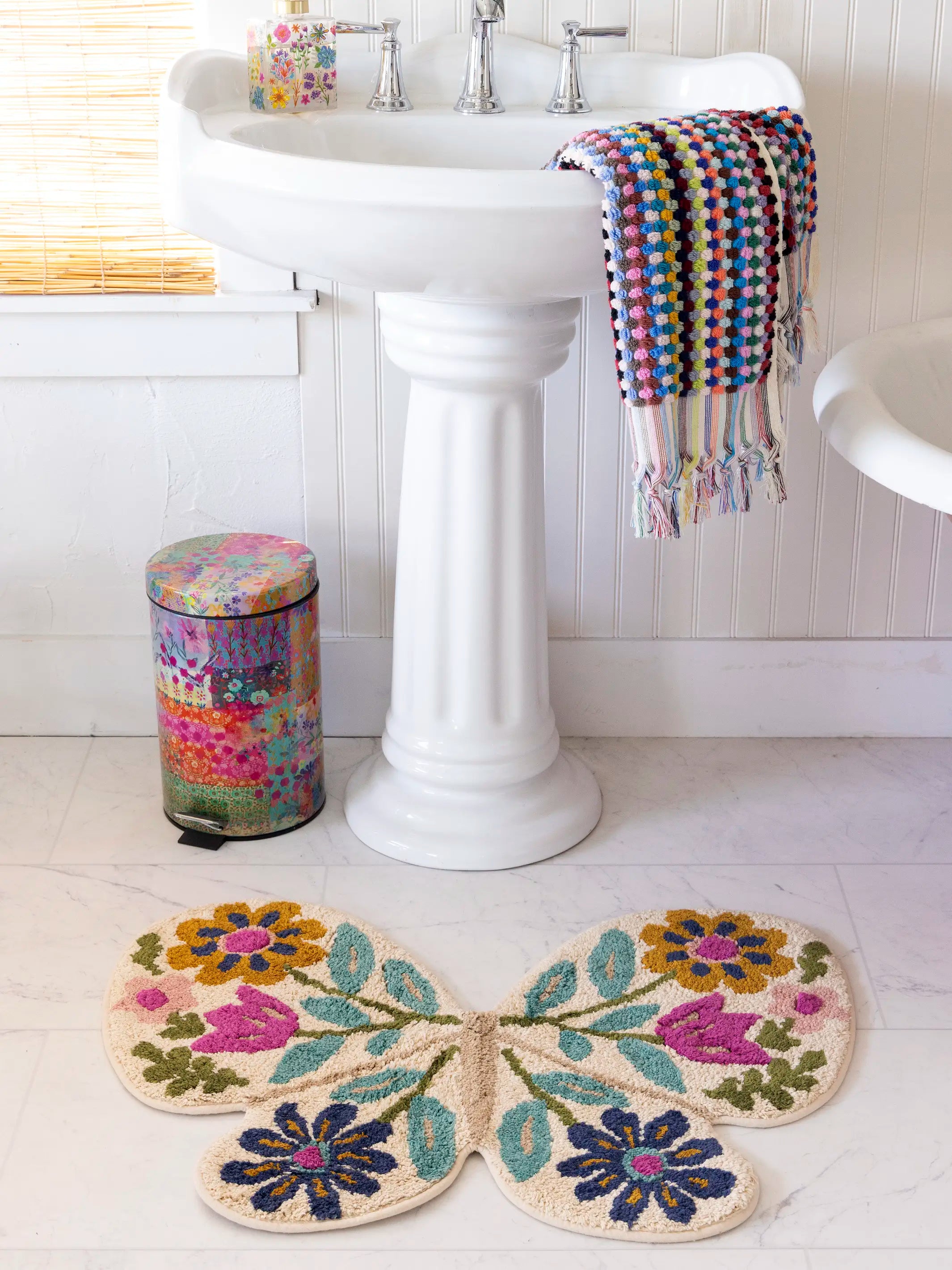 Tufted Cotton Bath Mat - Butterfly Cream