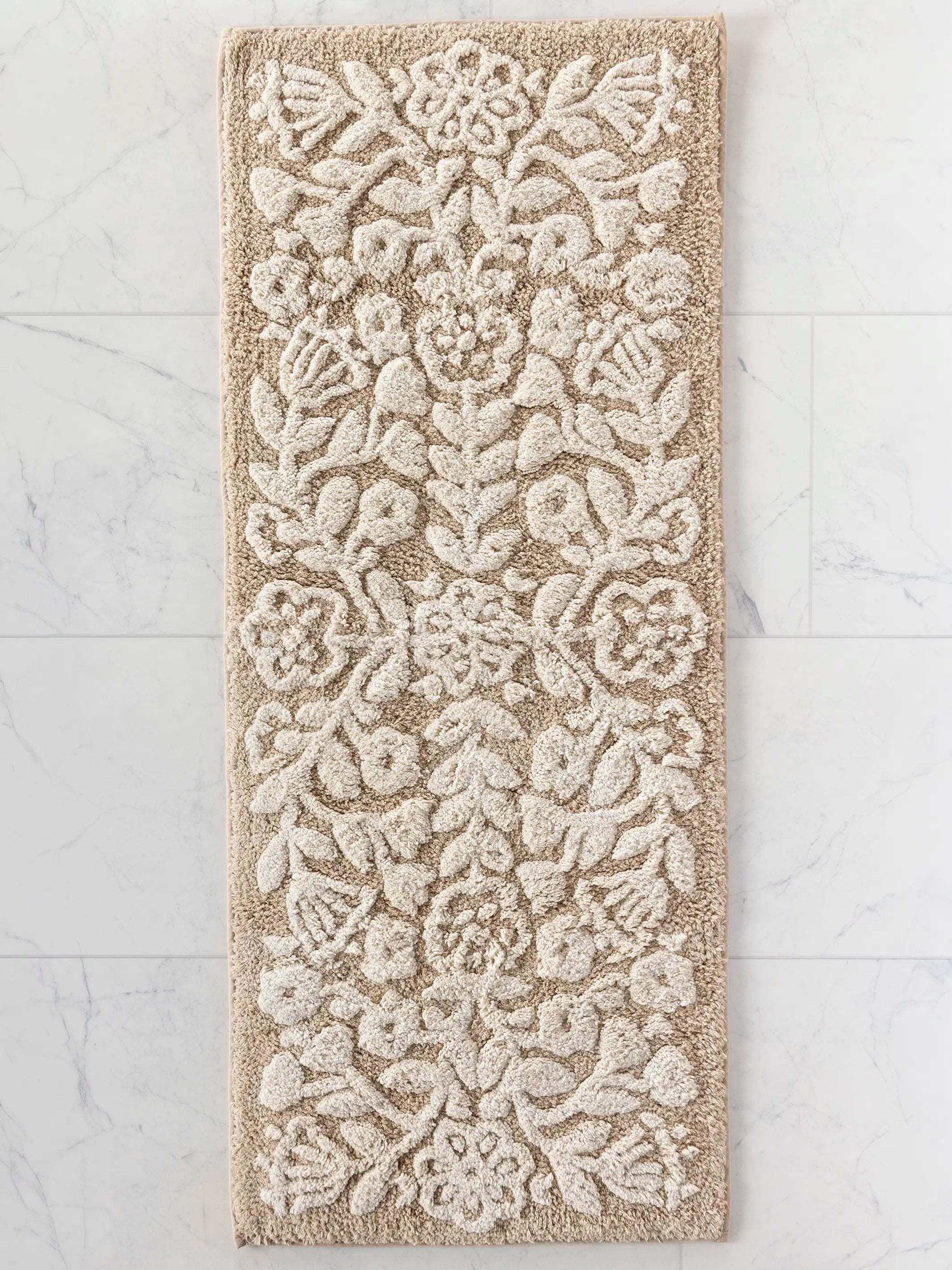 Tufted Runner Bath Mat - Cream Folk Flower