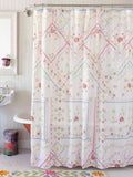 Boho Shower Curtain -  Heirloom Cross Stitch Ivory