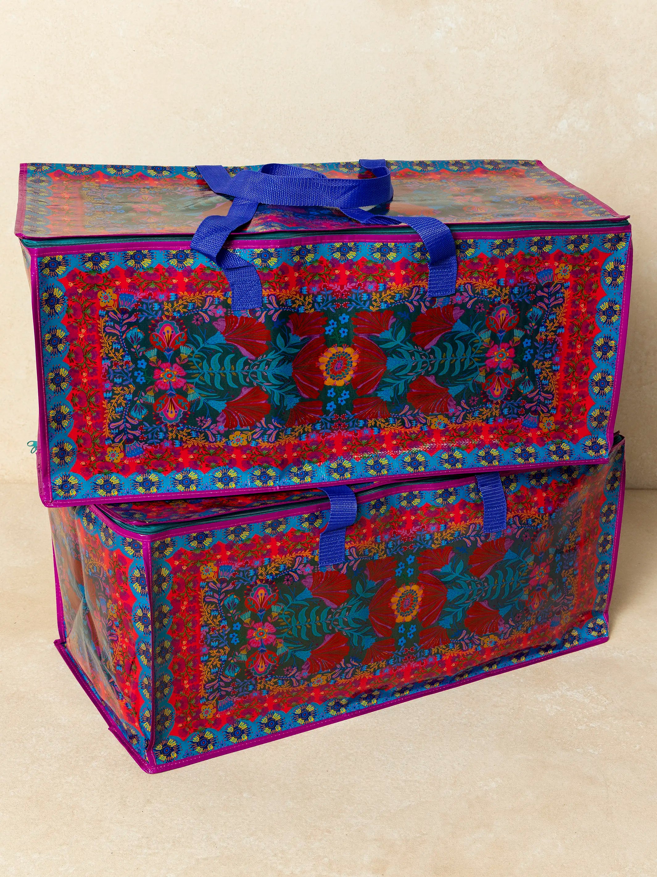 Better Than A Box Packing Tote, Set of 2 - Red Folk Flower
