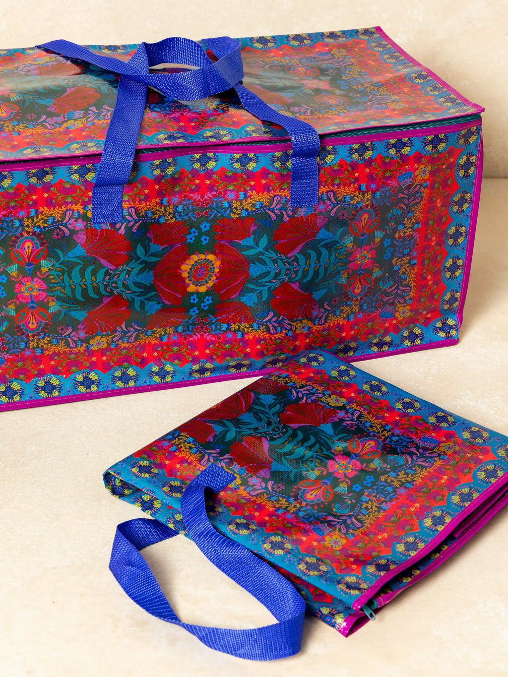 Better Than A Box Packing Tote, Set of 2 - Red Folk Flower