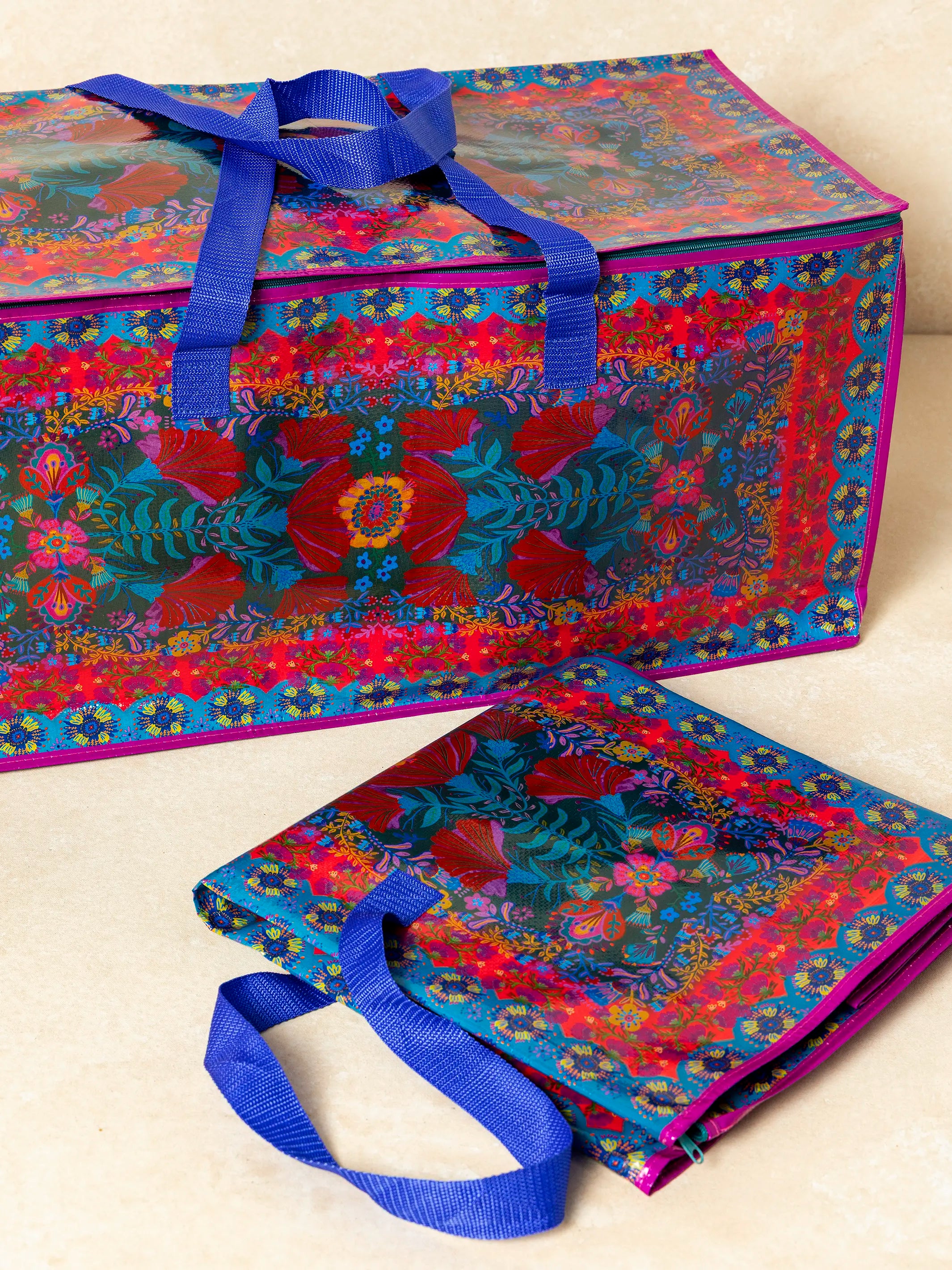 Better Than A Box Packing Tote, Set of 2 - Red Folk Flower