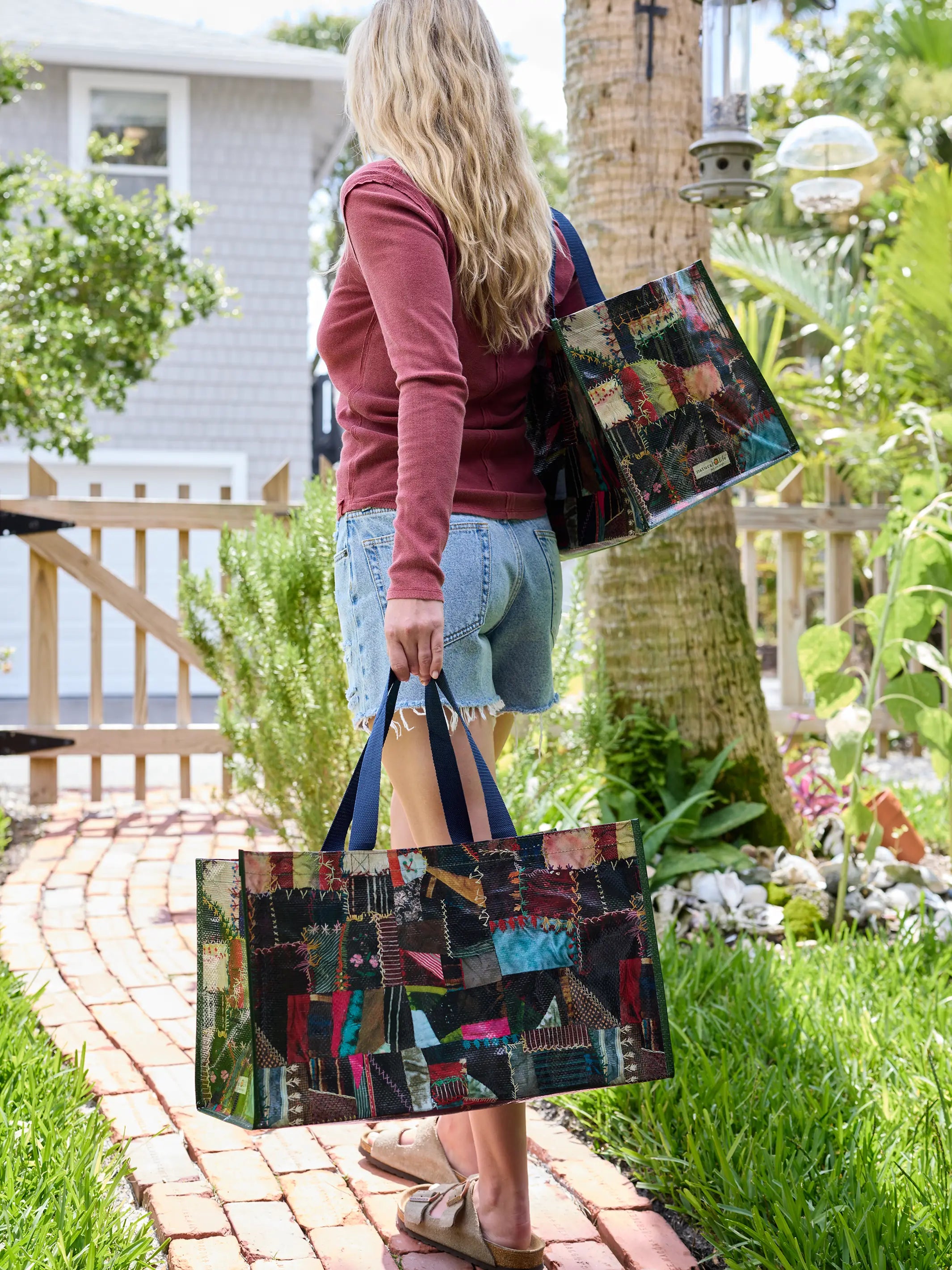 Carry All Happy Tote Bags, Set of 2 - Artisan Stitches Multi