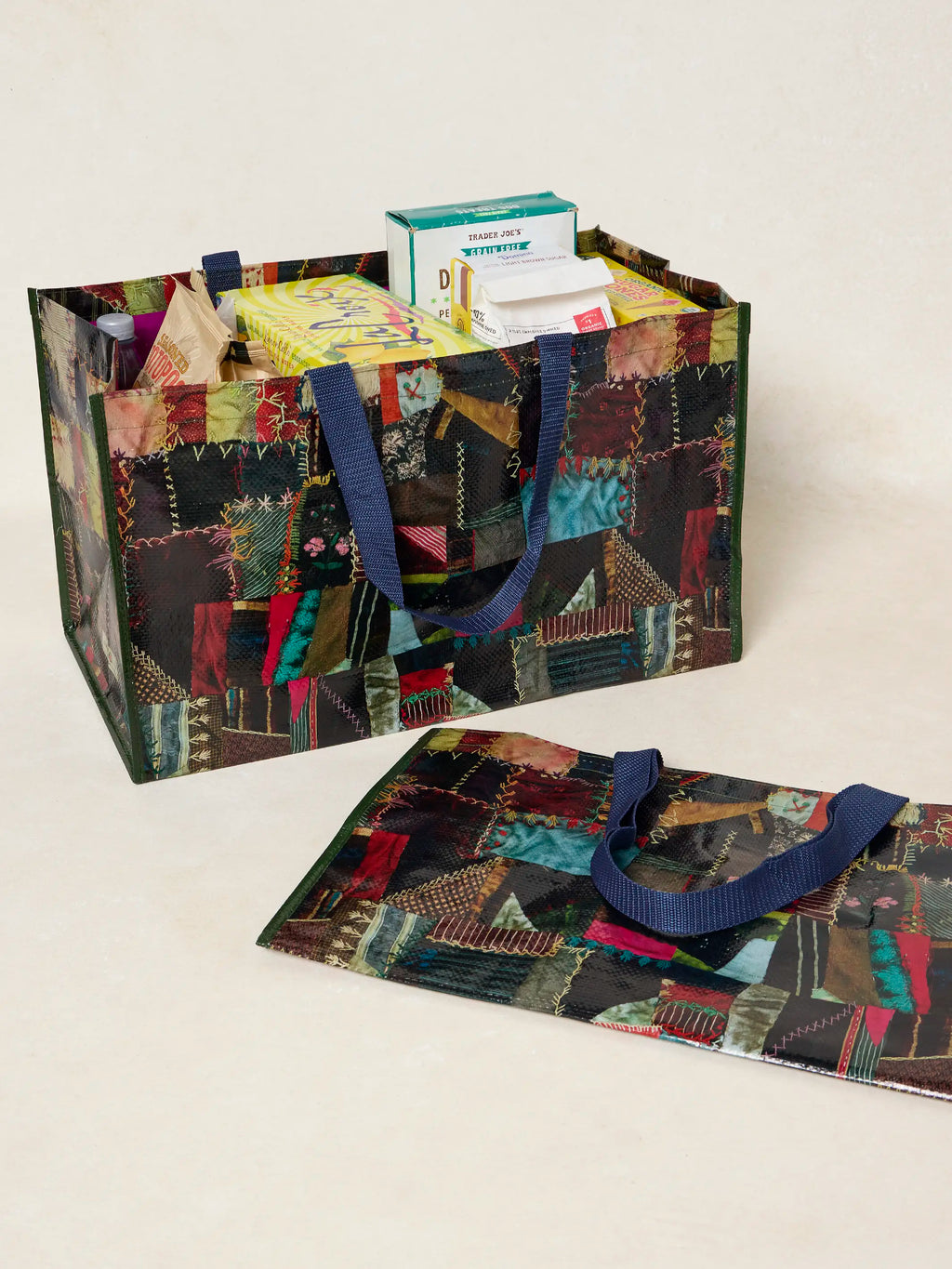 Carry All Happy Tote Bags, Set of 2 - Artisan Stitches Multi