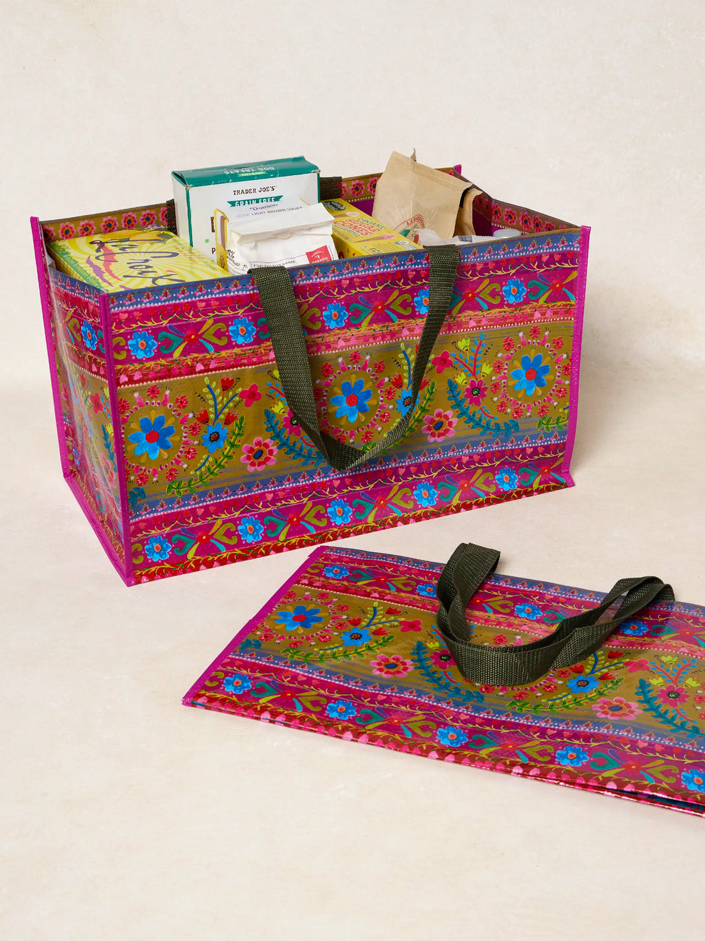 Carry All Happy Tote Bags, Set of 2 - Floral Border