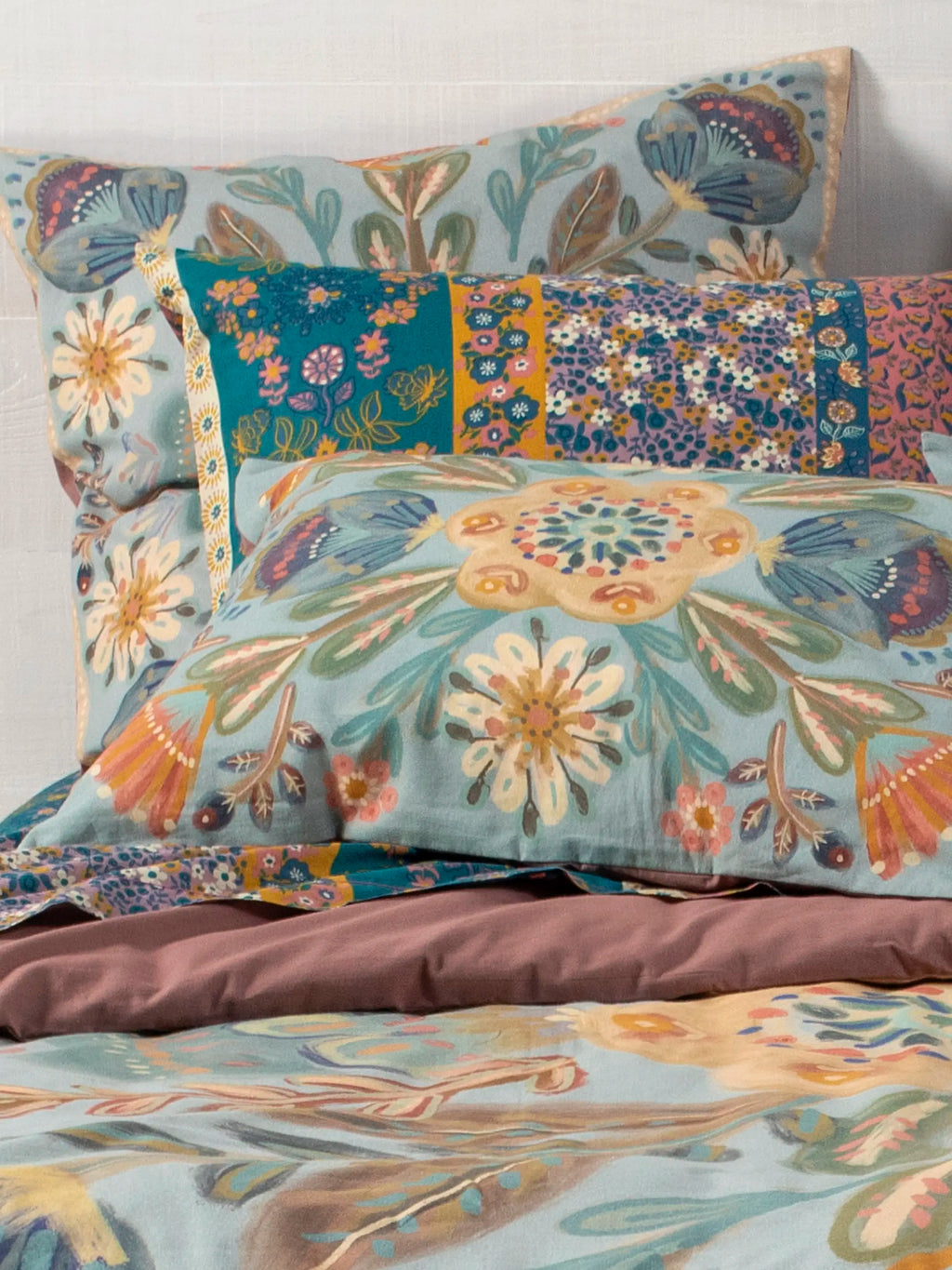 Catalina Cotton Shams, Set of 2 - Blue Mandala